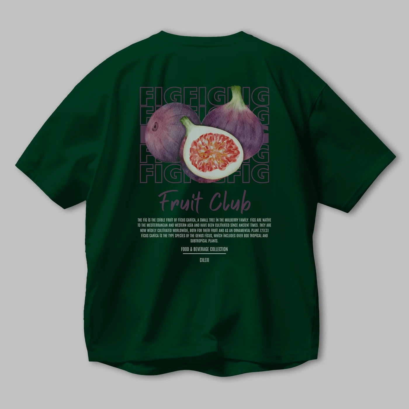 Fig Arka Baskılı Oversize t-shirt Erkek Kadın Pamuk Bisiklet Yaka tişort