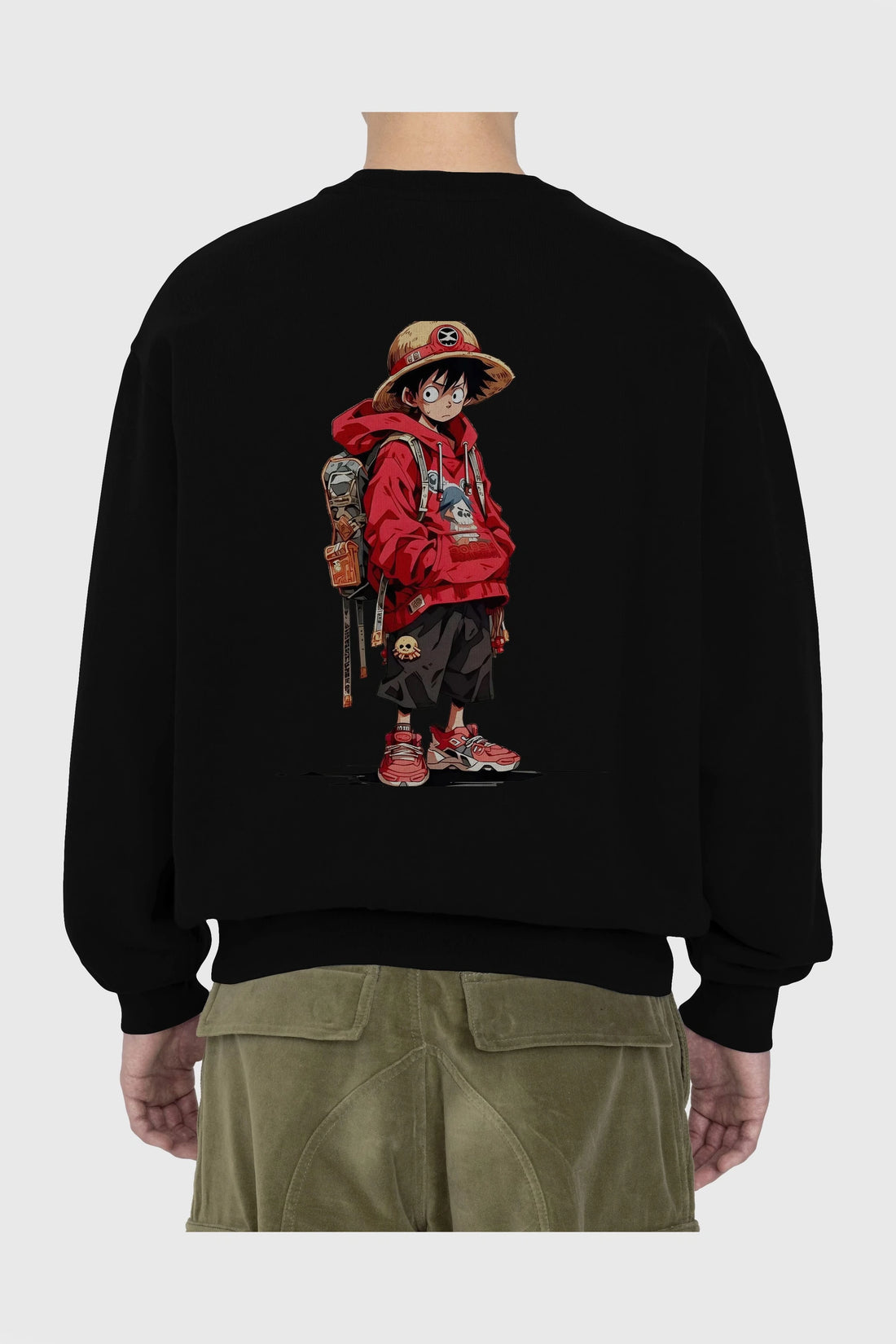 One Piece Arka Baskılı Oversize Sweatshirt Erkek Kadın Unisex