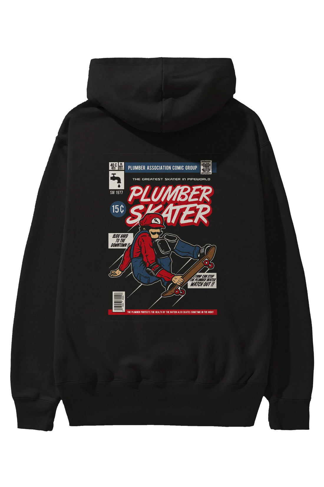 Plumber Skater Arka Baskılı Hoodie Oversize Kapüşonlu Sweatshirt Erkek Kadın Unisex