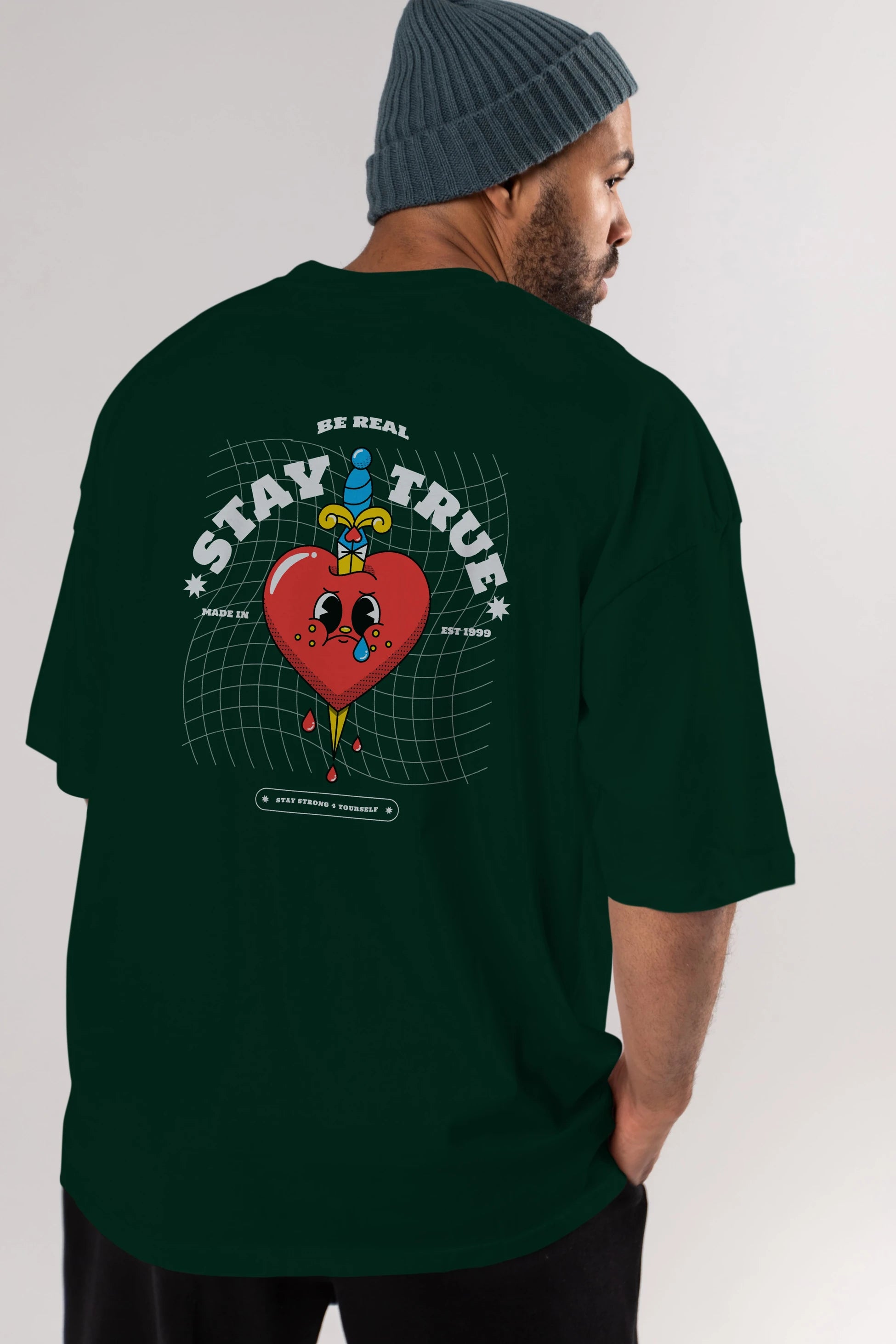 Stay True Arka Baskılı Oversize t-shirt Erkek Kadın Unisex