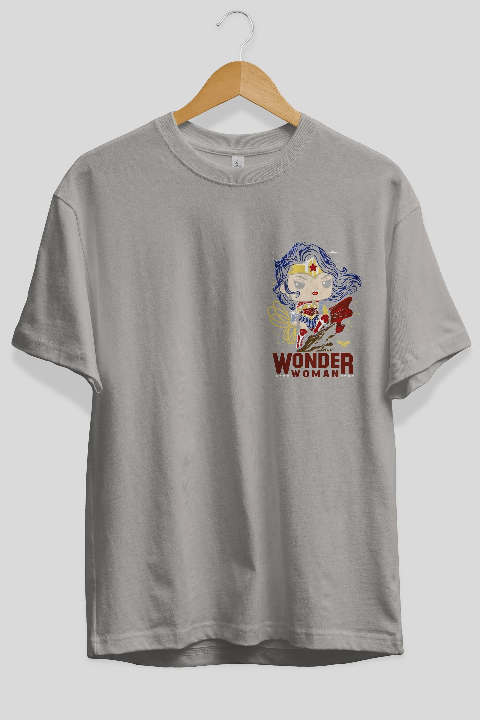 Wonder Woman (2) Ön Sol Baskılı Oversize t-shirt Erkek Kadın Unisex %100 Pamuk Bisiklet Yaka tişort