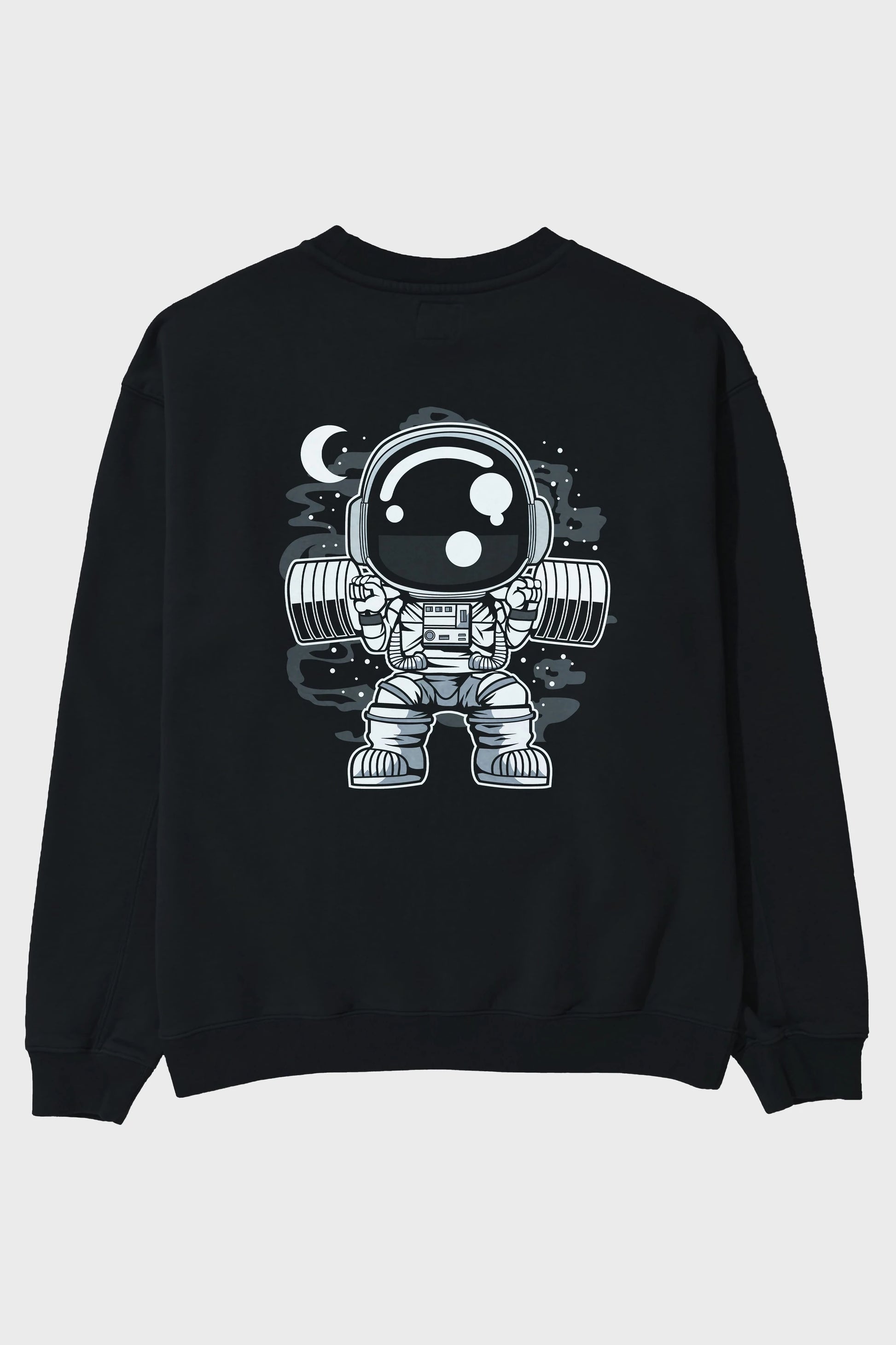 Astronaut Barbell Body Builder Arka Baskılı Oversize Sweatshirt Erkek Kadın Unisex