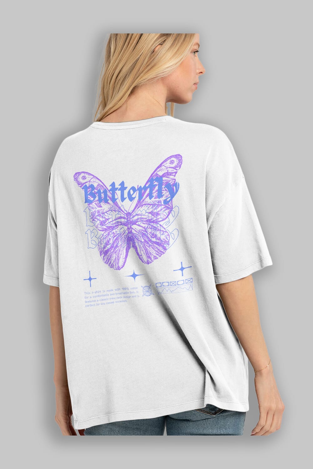 Butterfly Streetwear Arka Baskılı Oversize t-shirt Erkek Kadın Unisex