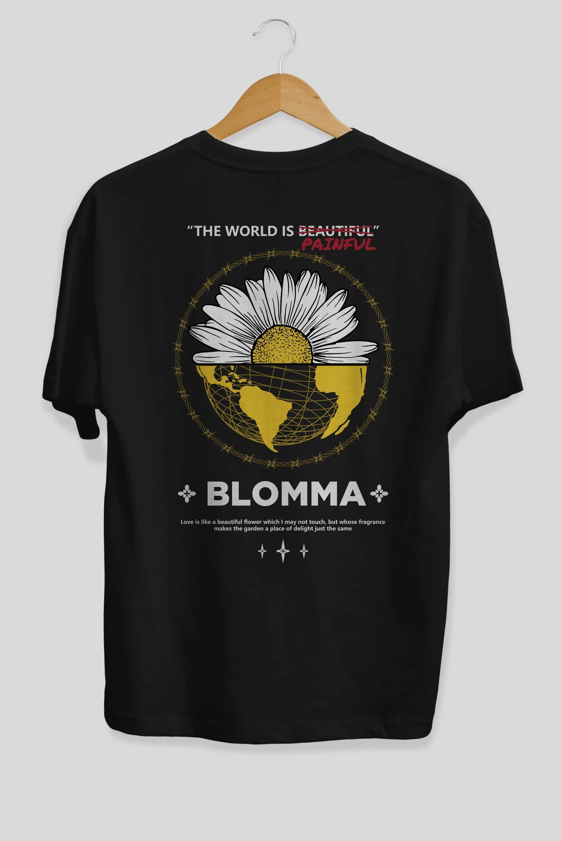 Blomma Arka Baskılı Oversize t-shirt Erkek Kadın Unisex