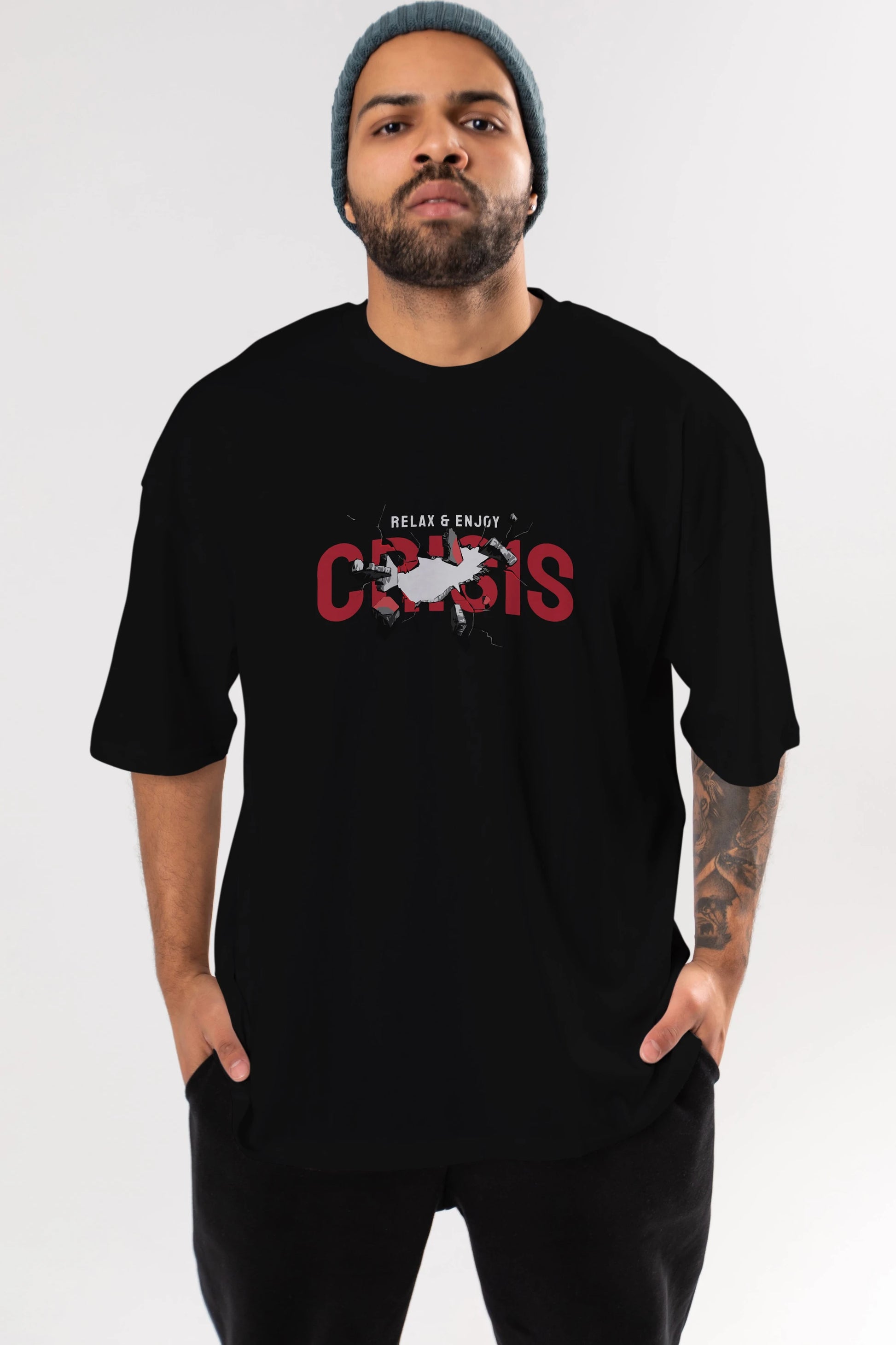 Relax and Enjoy Ön Baskılı Oversize t-shirt Erkek Kadın Unisex