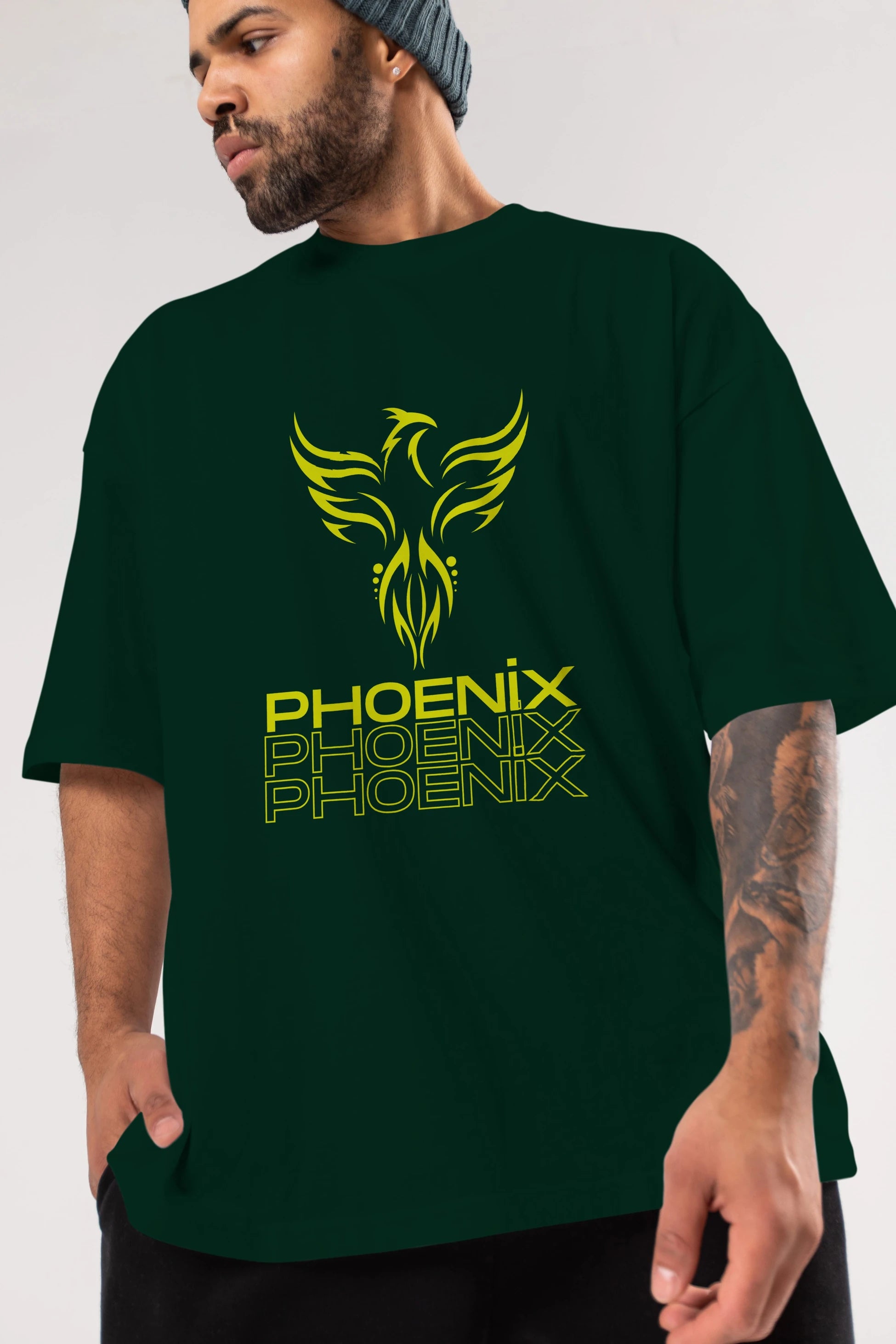 Phoenix Yazılı Ön Baskılı Oversize t-shirt Erkek Kadın Unisex