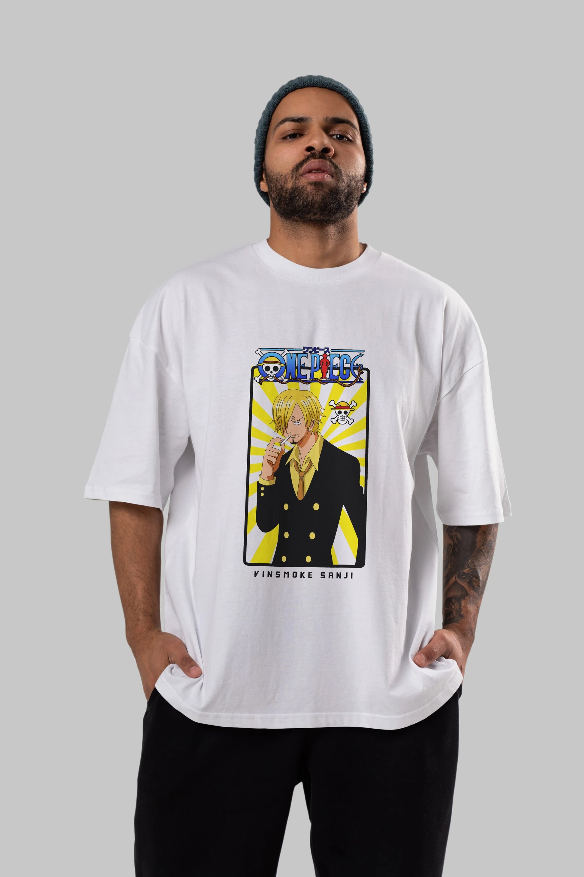 Sanji 4 Anime Ön Baskılı Oversize t-shirt Erkek Kadın Unisex