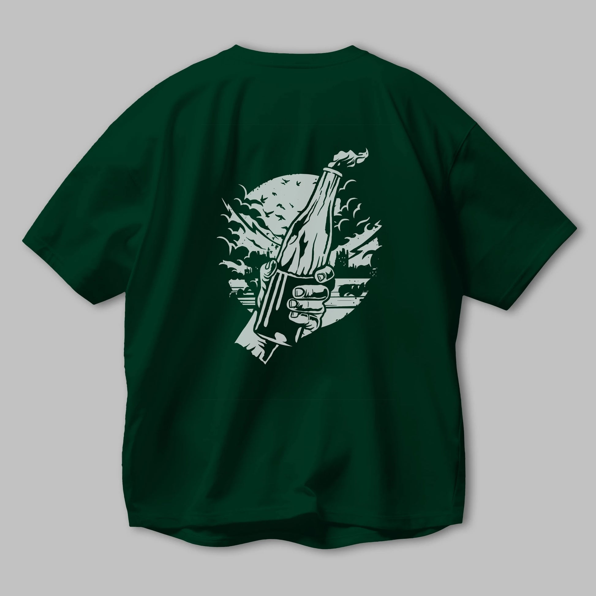 Molotov Cocktail Arka Baskılı Oversize t-shirt Erkek Kadın Unisex %100 Pamuk