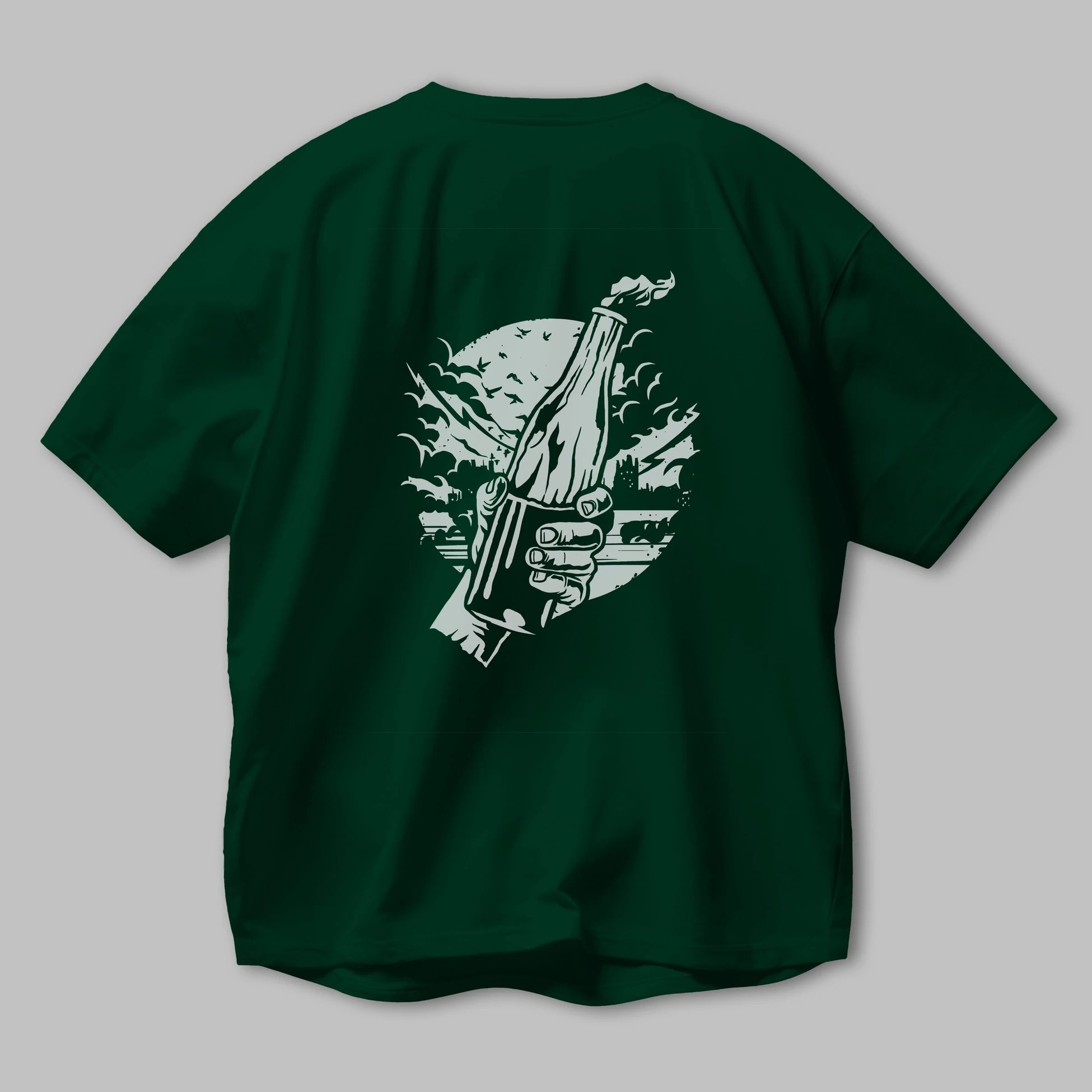 Molotov Cocktail Arka Baskılı Oversize t-shirt Erkek Kadın Unisex %100 Pamuk