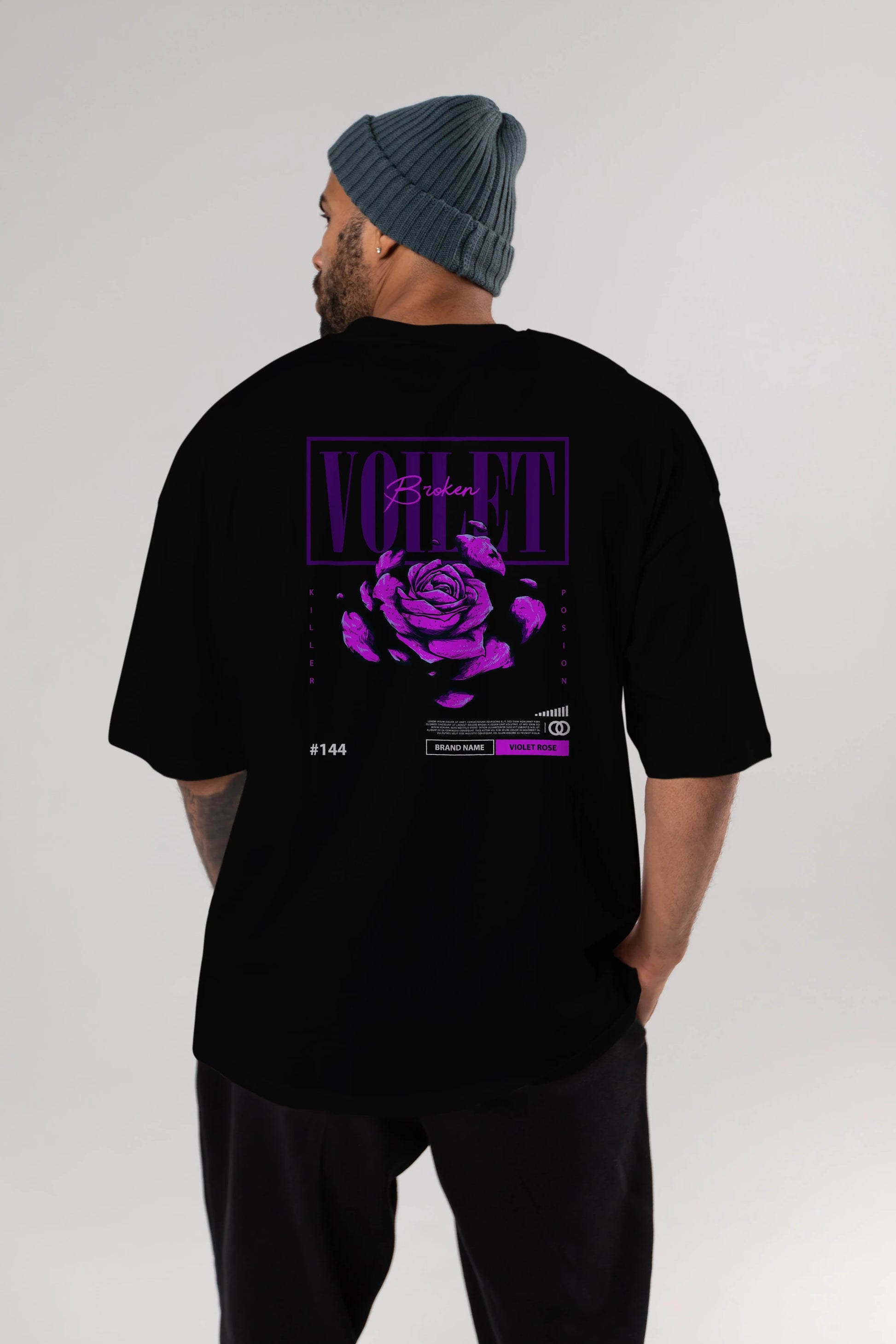 Voilet Broken Arka Baskılı Oversize t-shirt Erkek Kadın Unisex