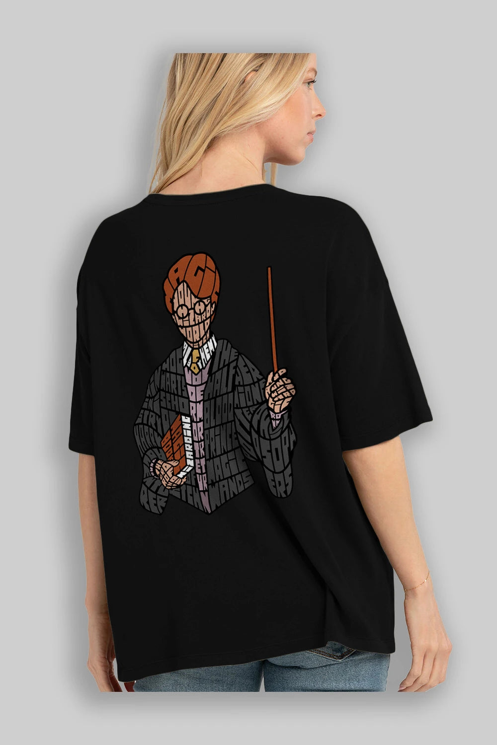 Harry Arka Baskılı Oversize t-shirt %100 pamuk Erkek Kadın Unisex