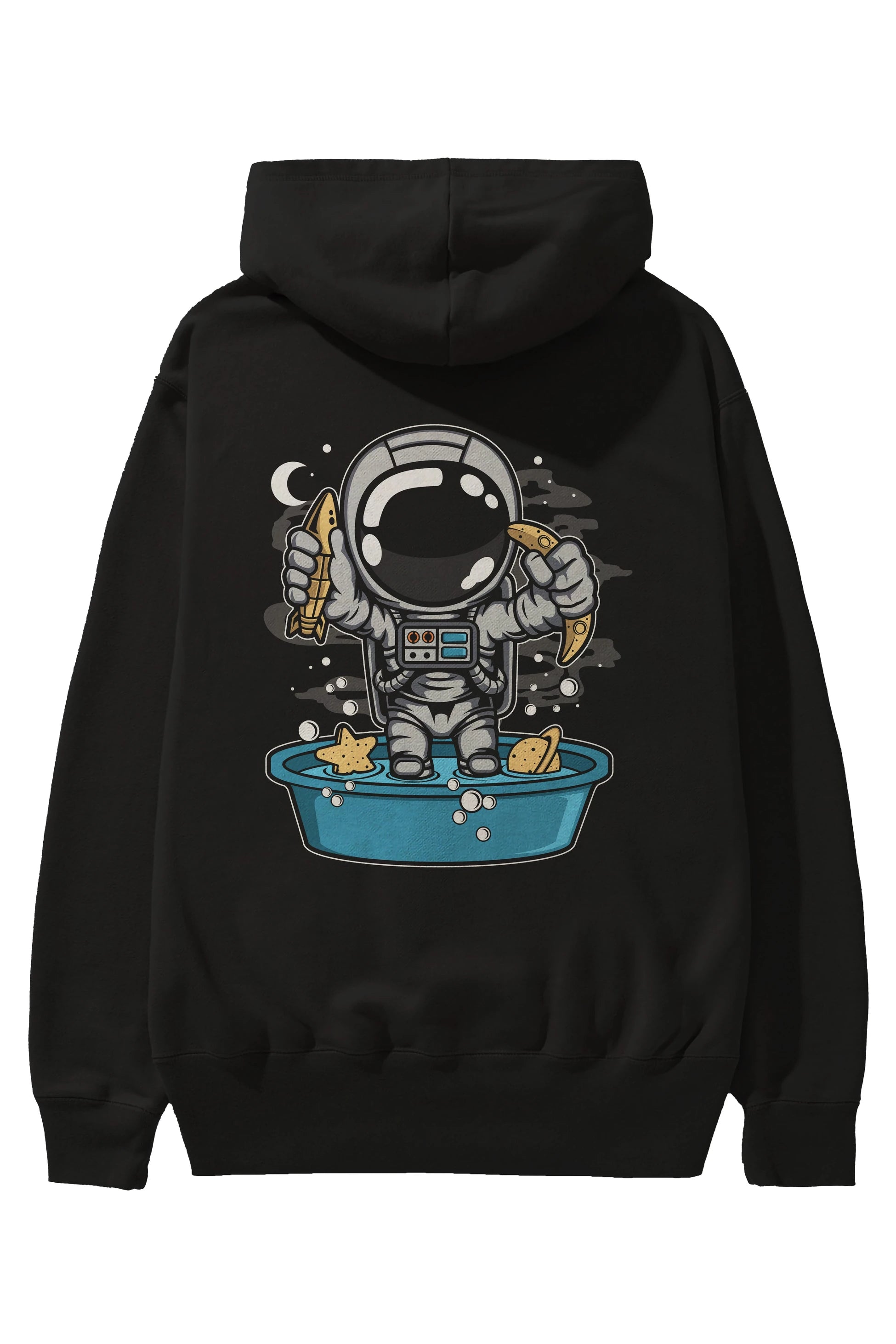 Astronaut Bath Tub Arka Baskılı Hoodie Oversize Kapüşonlu Sweatshirt Erkek Kadın Unisex