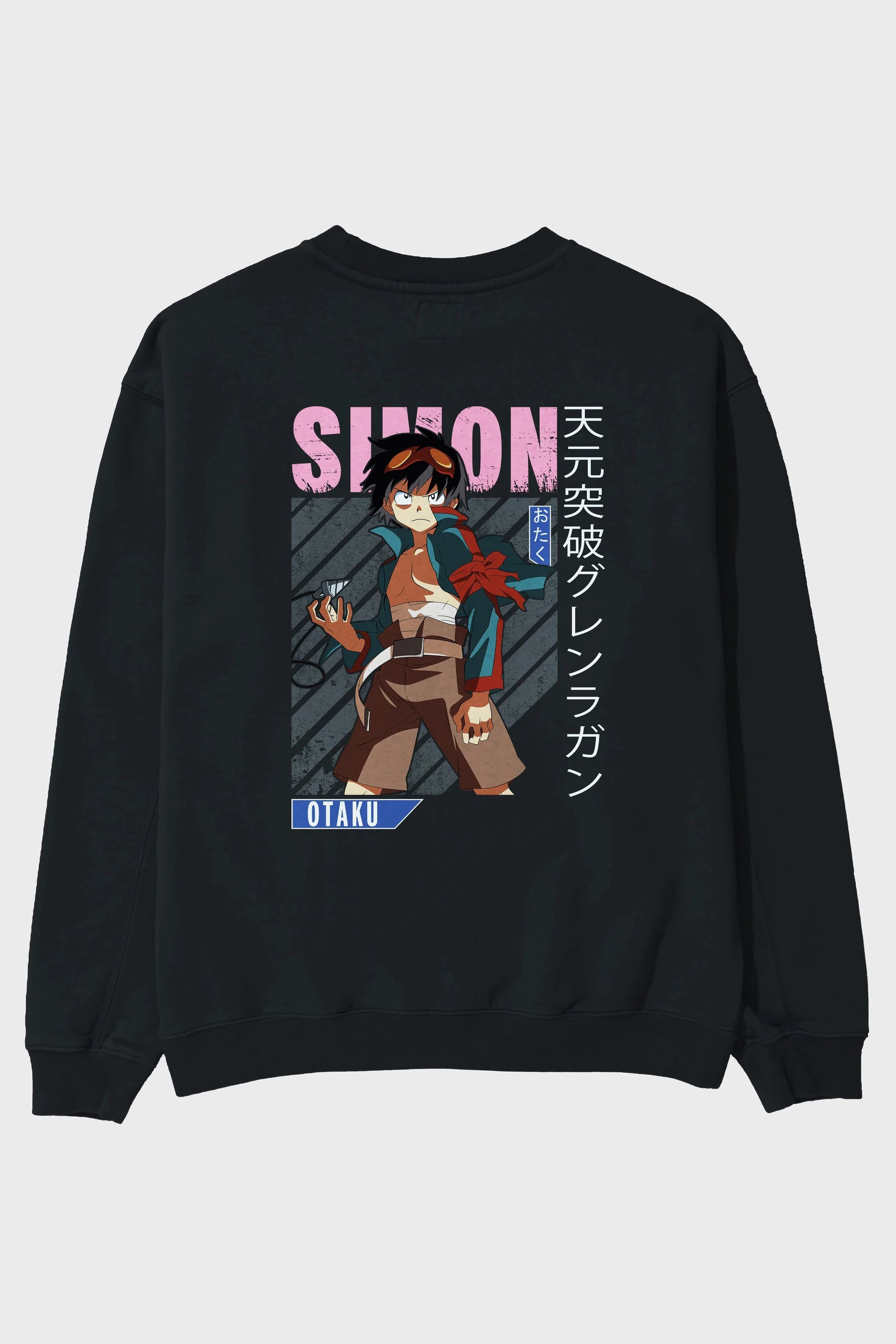Simon 5 Anime Arka Baskılı Oversize Sweatshirt Erkek Kadın Unisex