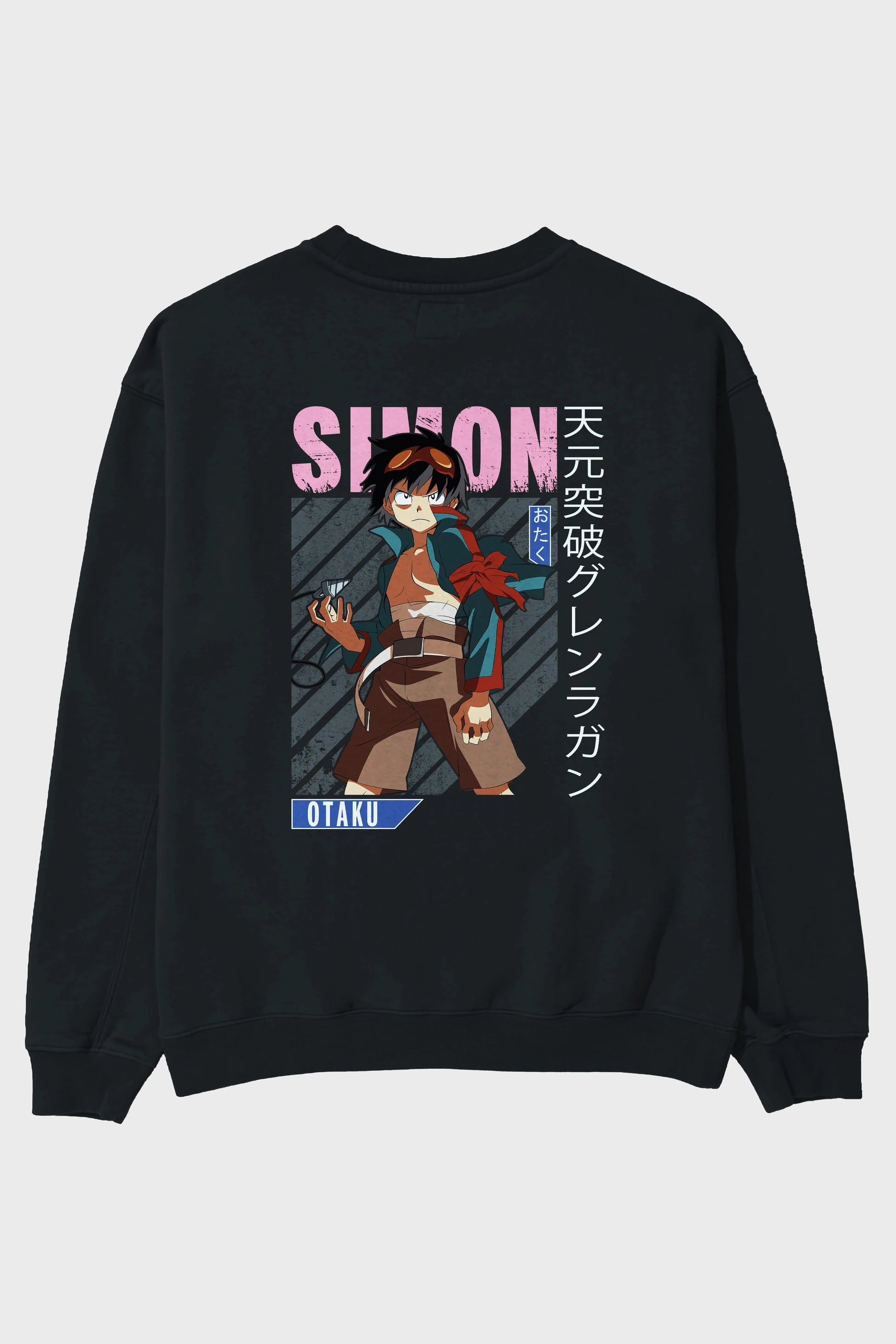 Simon 5 Anime Arka Baskılı Oversize Sweatshirt Erkek Kadın Unisex