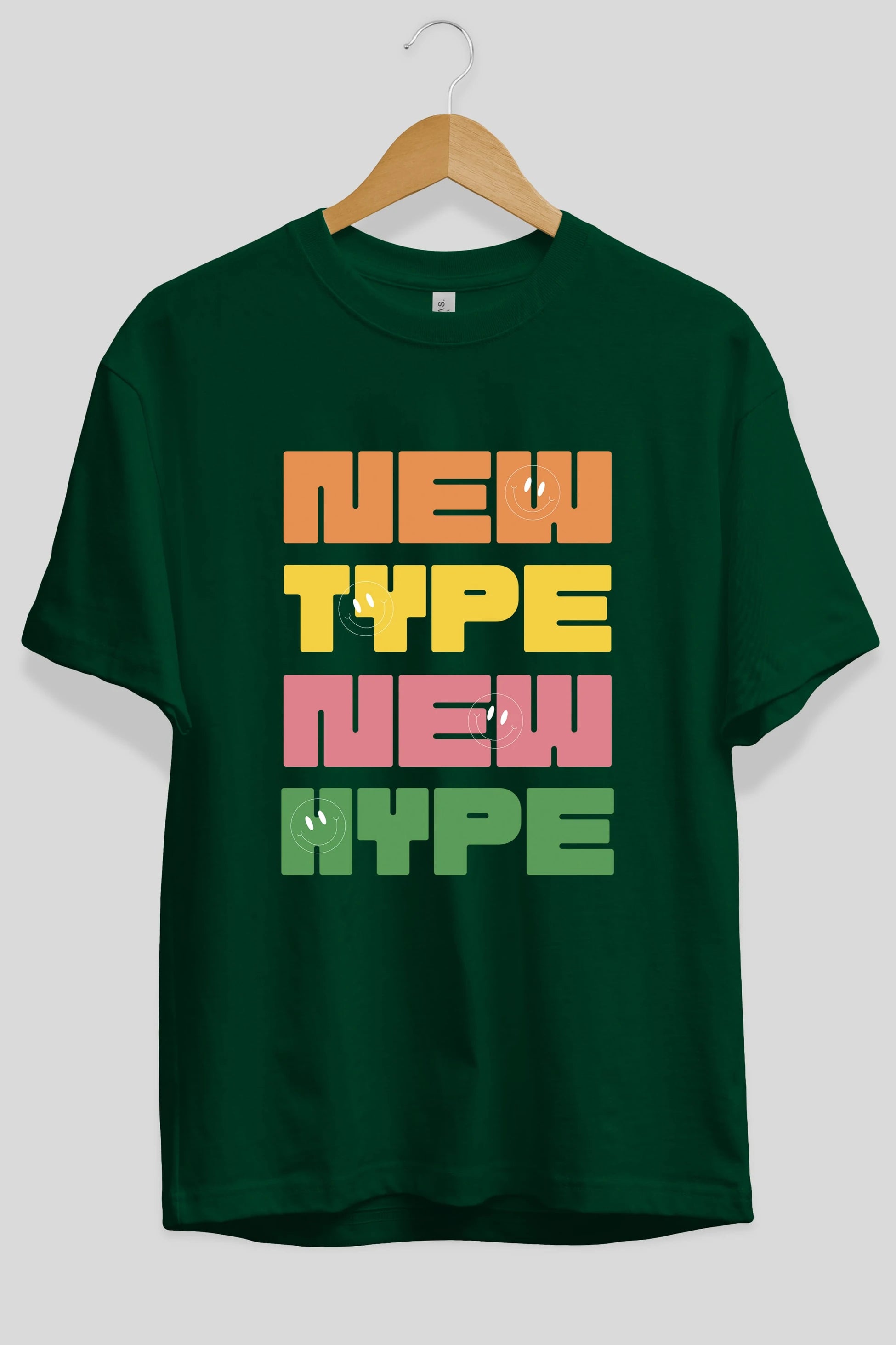 New Type New Hype Yazılı Ön Baskılı Oversize t-shirt Erkek Kadın Unisex