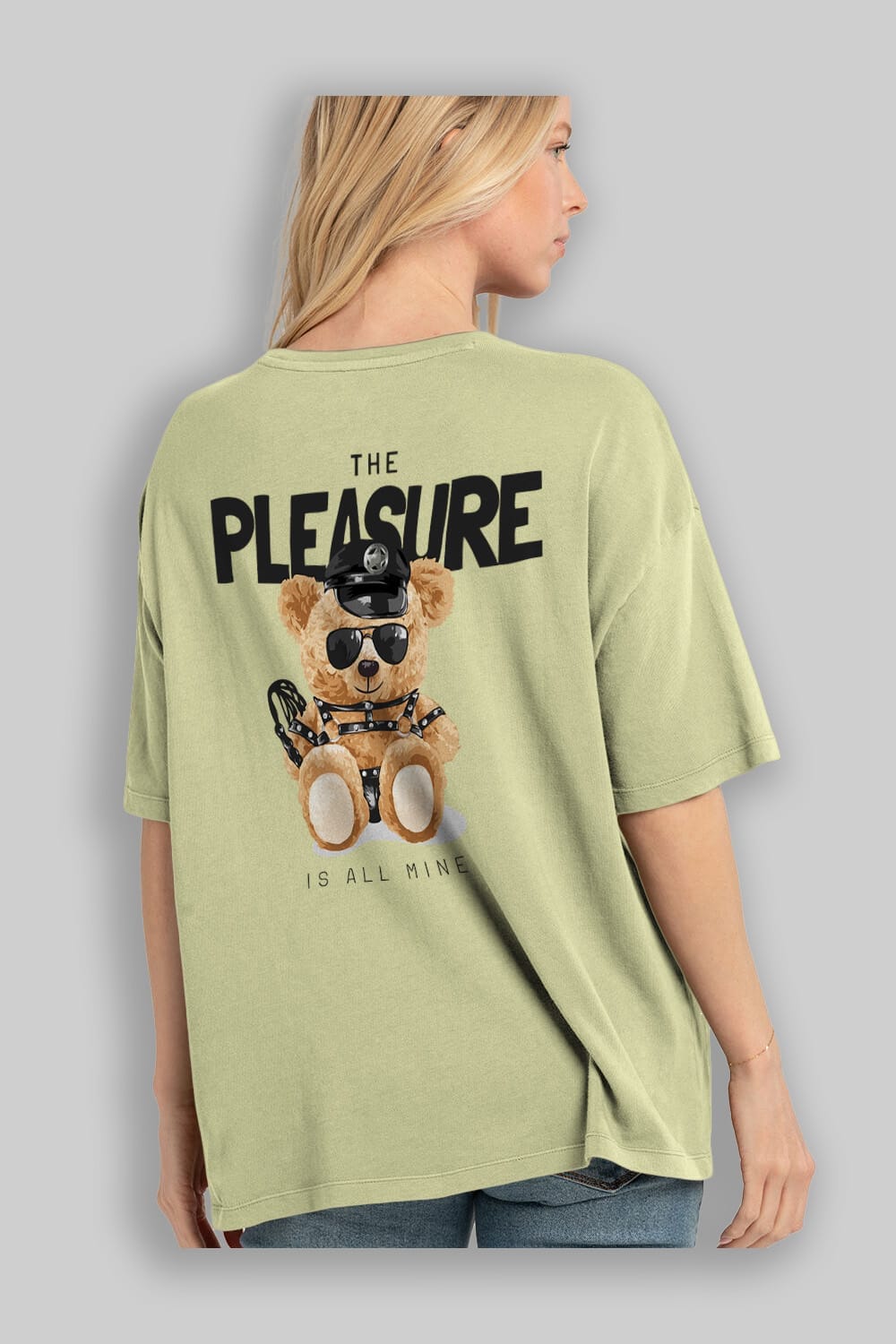Teddy Bear The Pleasure Arka Baskılı Oversize t-shirt Erkek Kadın Unisex %100 Pamuk