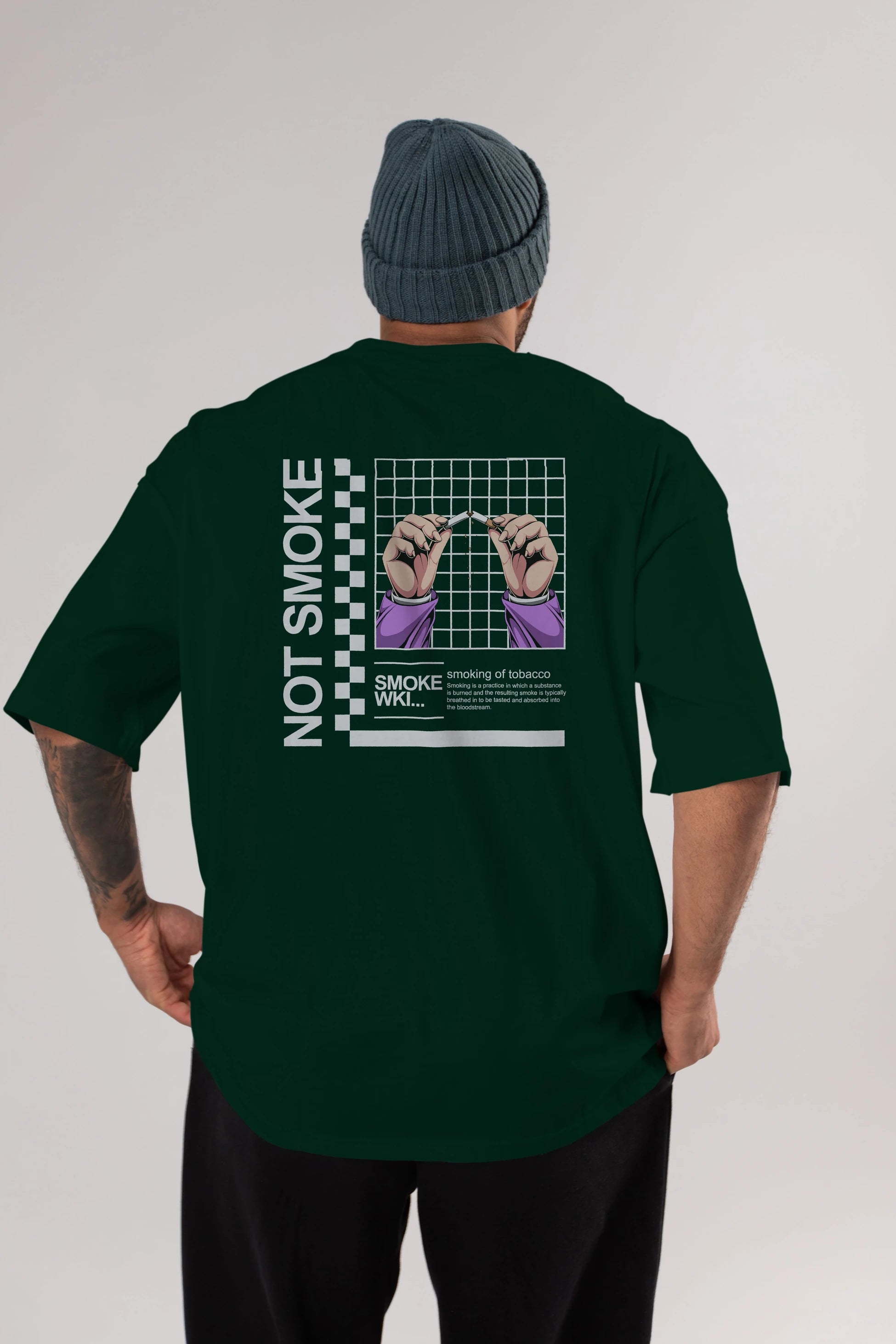 Not Smoke Arka Baskılı Oversize t-shirt Erkek Kadın Unisex