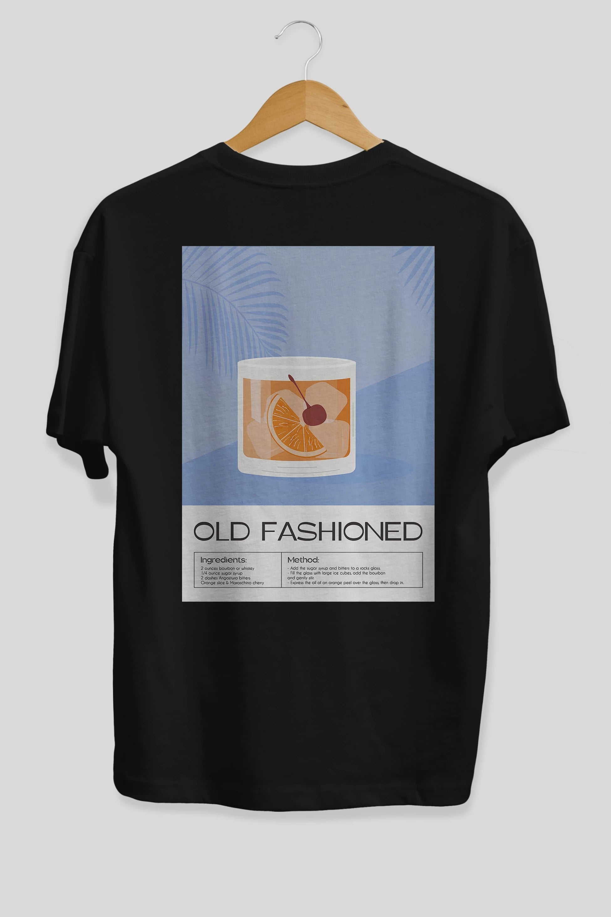 Old Fashioned 3 Arka Baskılı Oversize t-shirt Erkek Kadın Unisex %100 Pamuk Bisiklet Yaka tişort