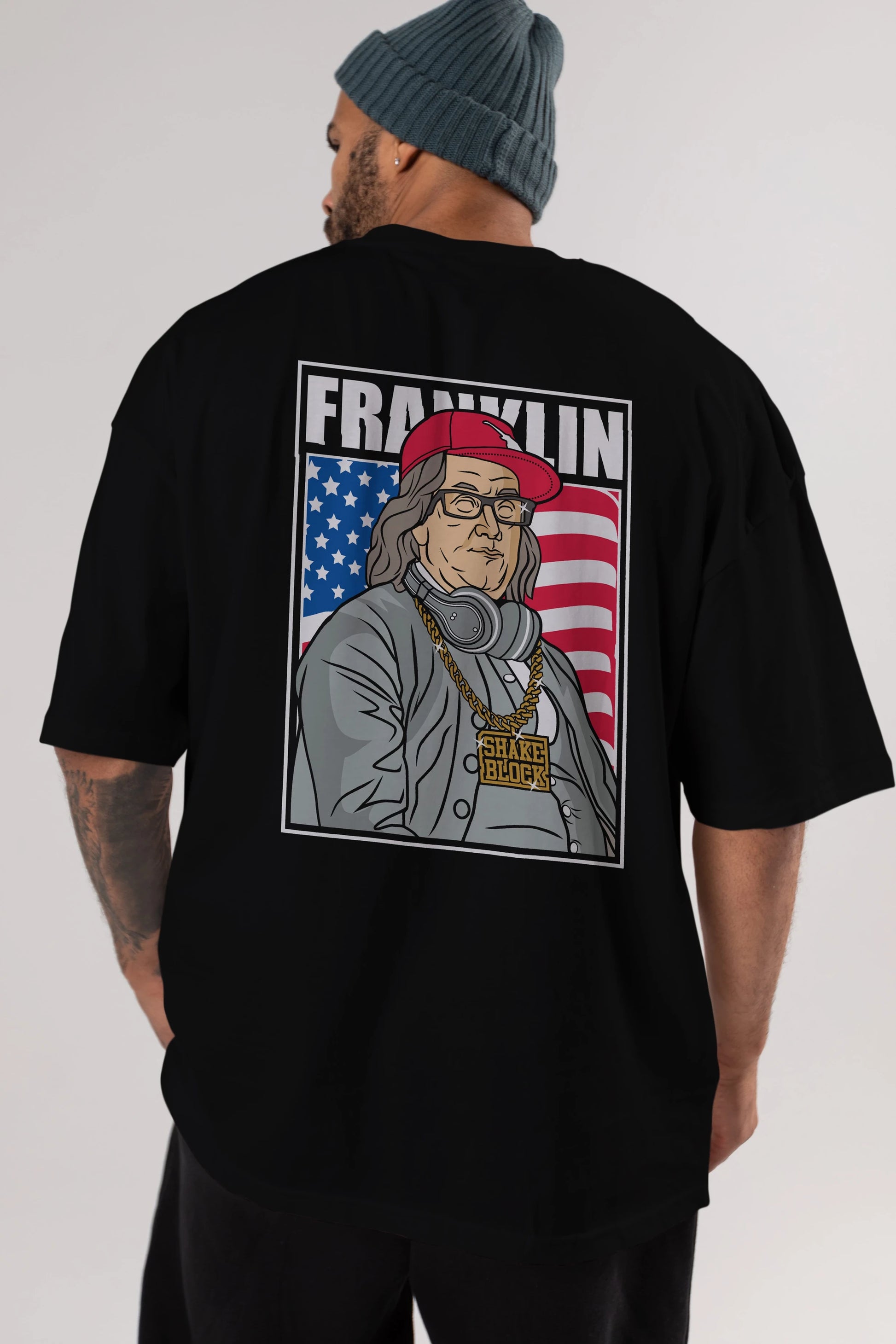 Franklin Rapper Arka Baskılı Oversize t-shirt Erkek Kadın Unisex %100 Pamuk tişort