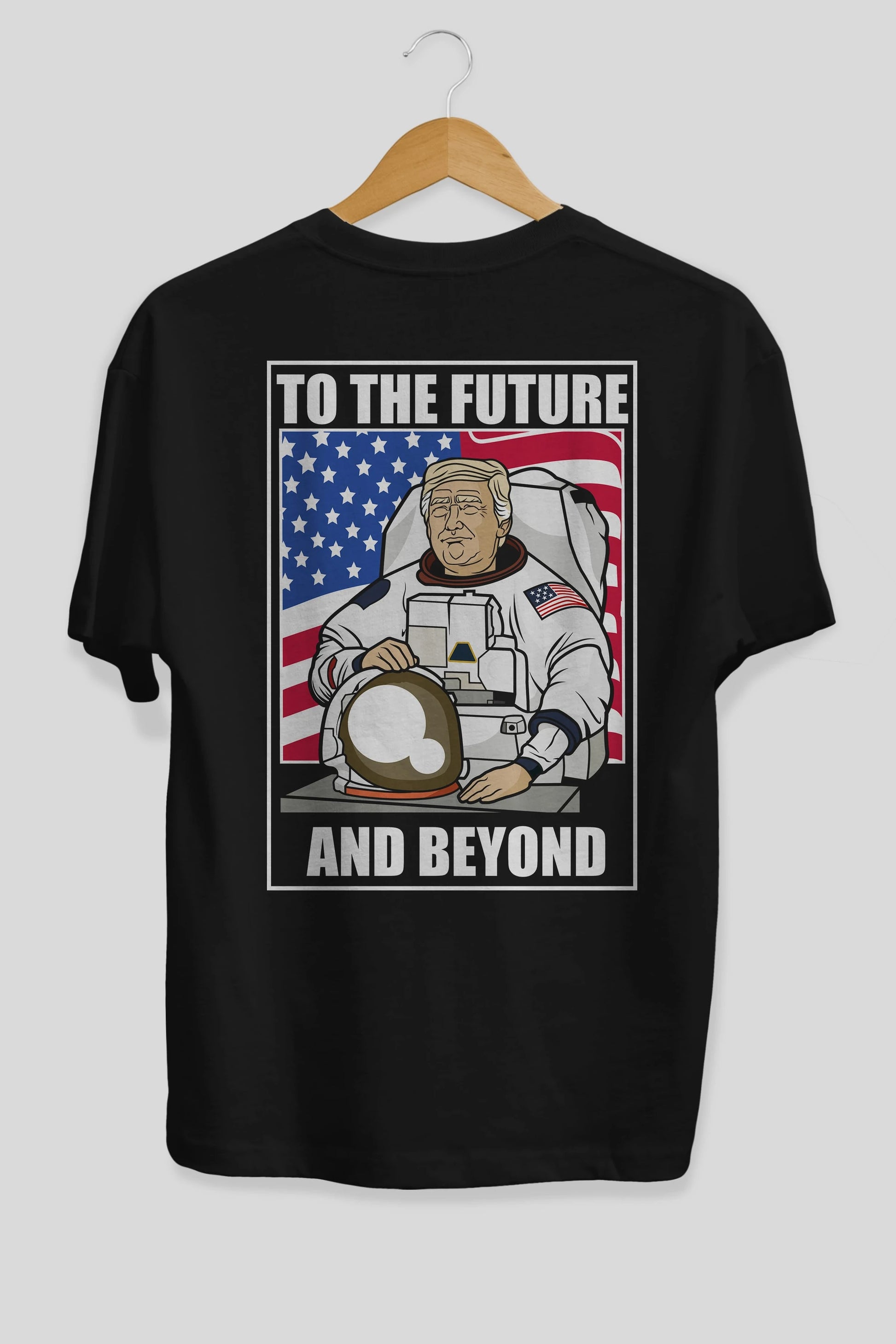 Trumpstronaut Arka Baskılı Oversize t-shirt Erkek Kadın Unisex %100 Pamuk tişort