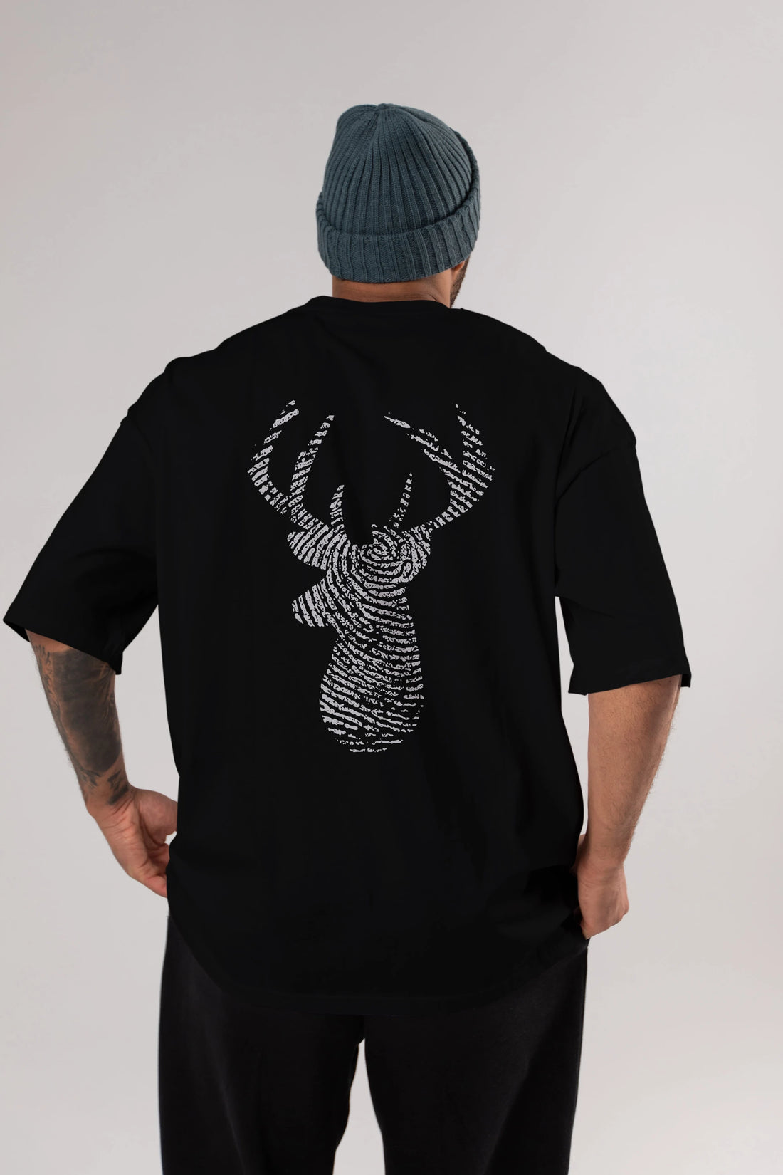Deer 3 Arka Baskılı Oversize t-shirt %100 pamuk Erkek Kadın Unisex