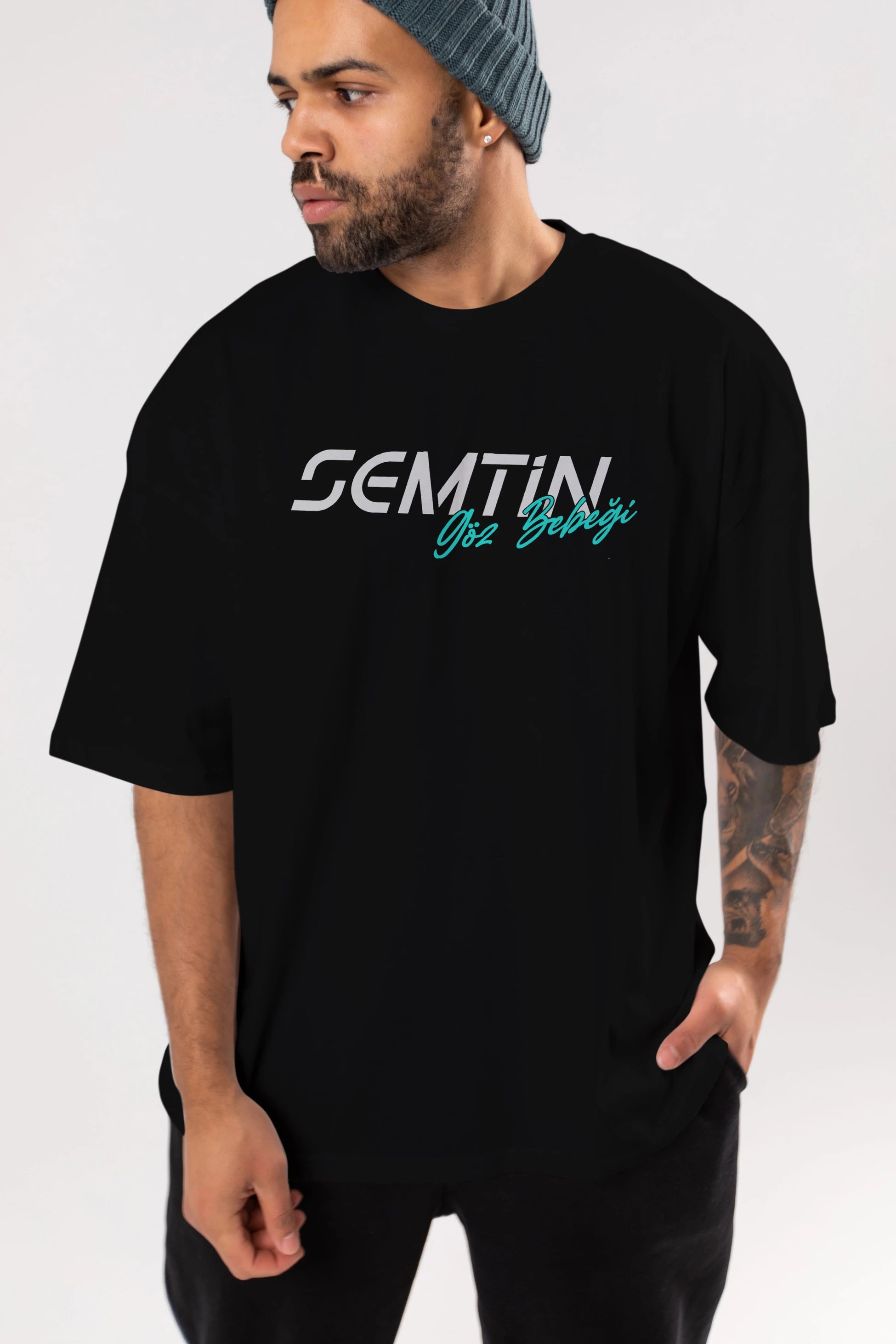 Semtin Göz Bebeği Ön Baskılı Oversize t-shirt %100 pamuk Erkek Kadın Unisex