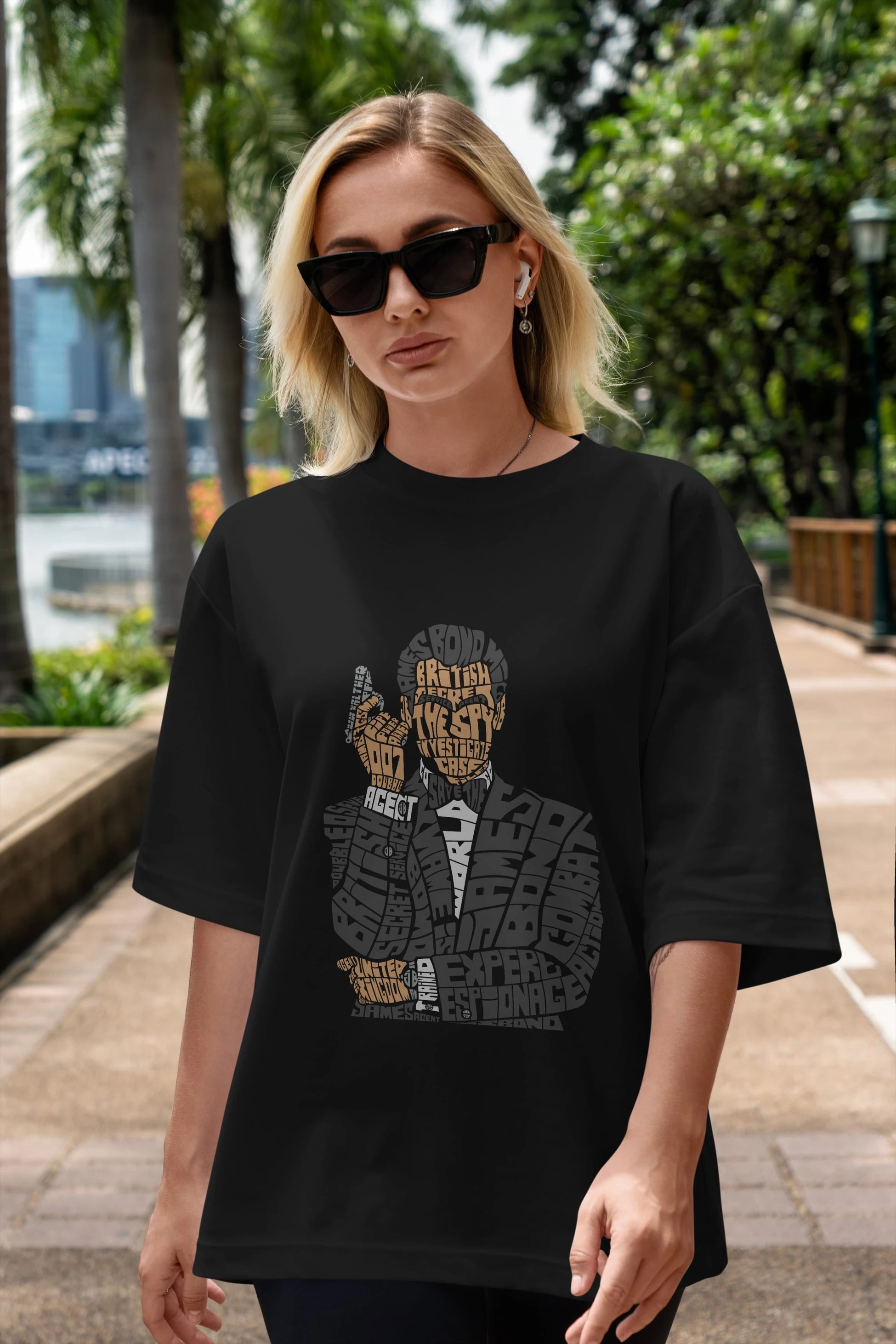 James Bond Ön Baskılı Oversize t-shirt %100 pamuk Erkek Kadın Unisex