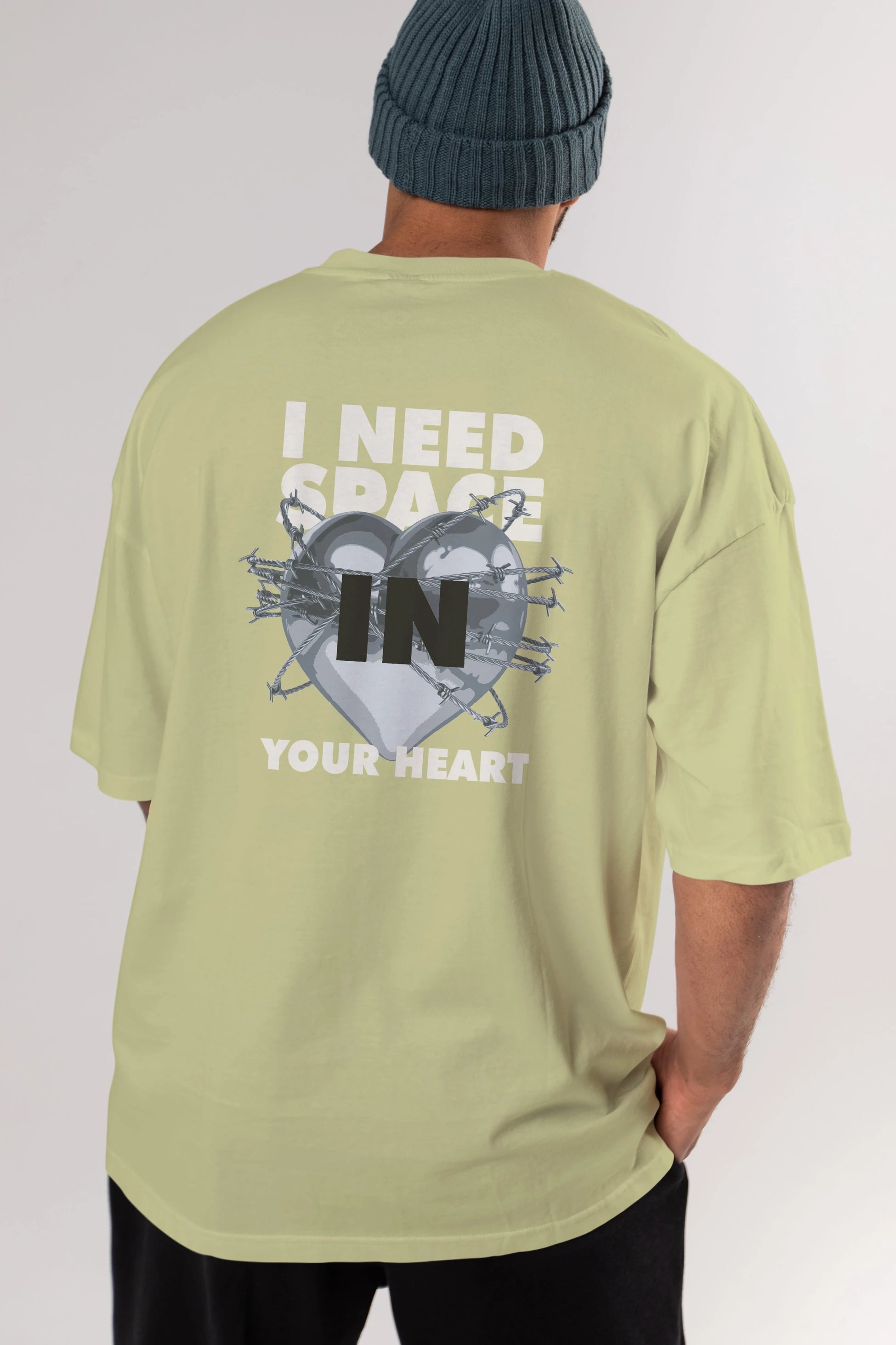 I Need Space Your Heart Arka Baskılı Oversize t-shirt Erkek Kadın Unisex