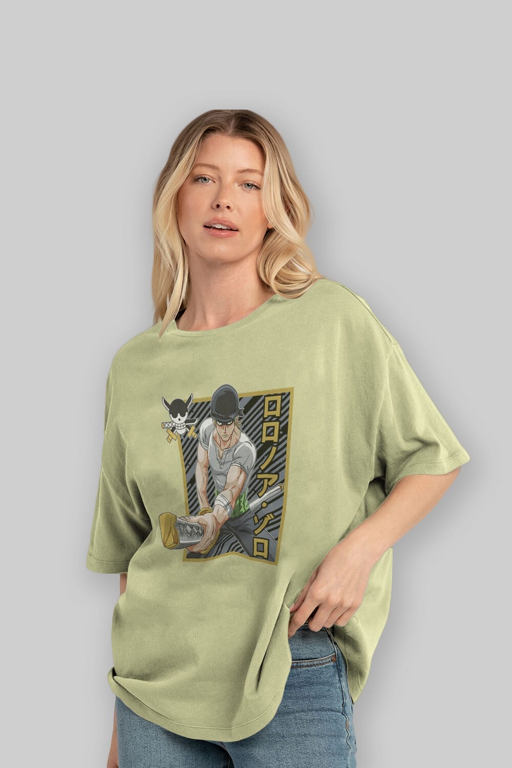 RORONOA ZORO Anime Ön Baskılı Oversize t-shirt %100 pamuk Erkek Kadın Unisex