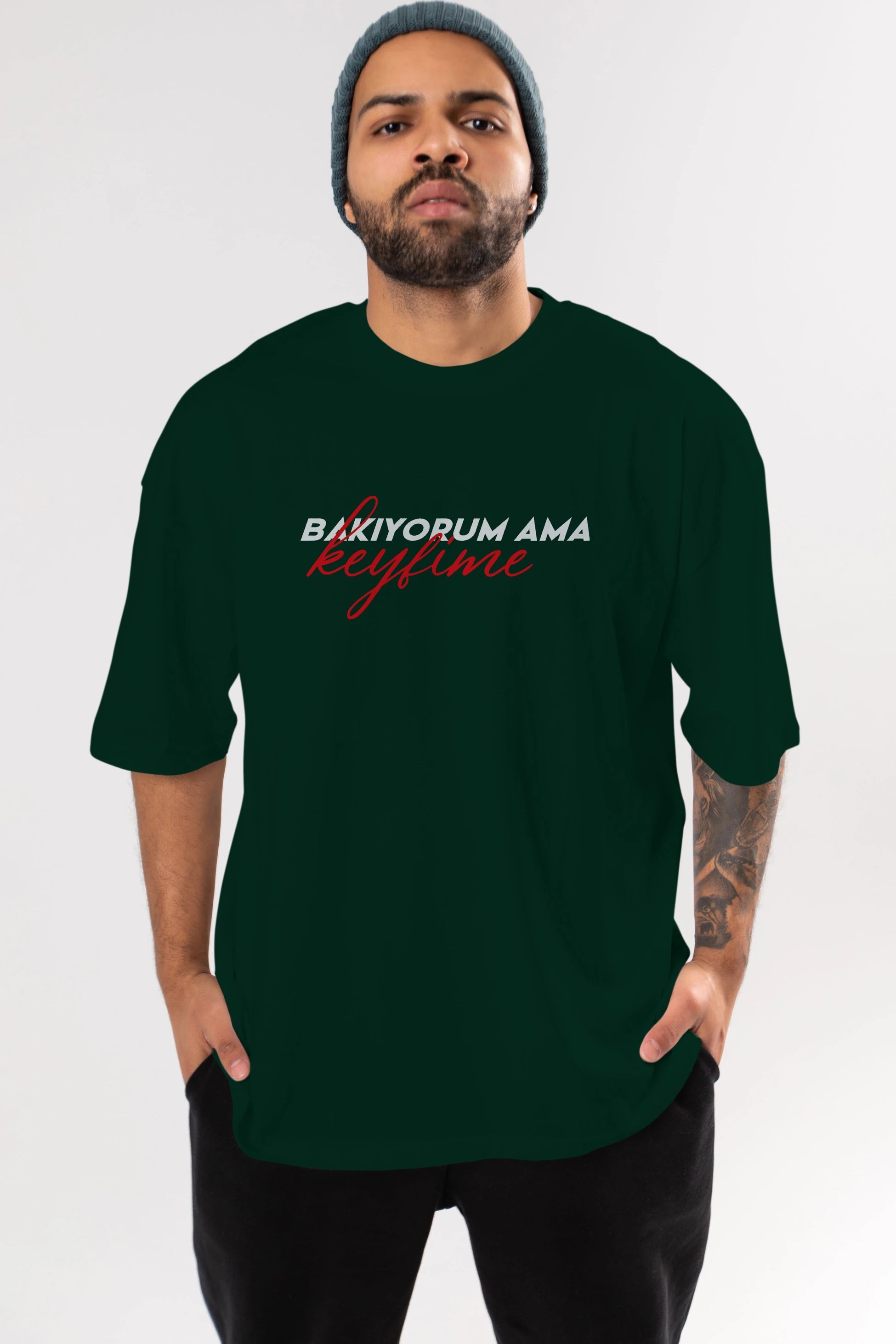 Bakıyorum Ama Keyfime Ön Baskılı Oversize t-shirt %100 pamuk Erkek Kadın Unisex