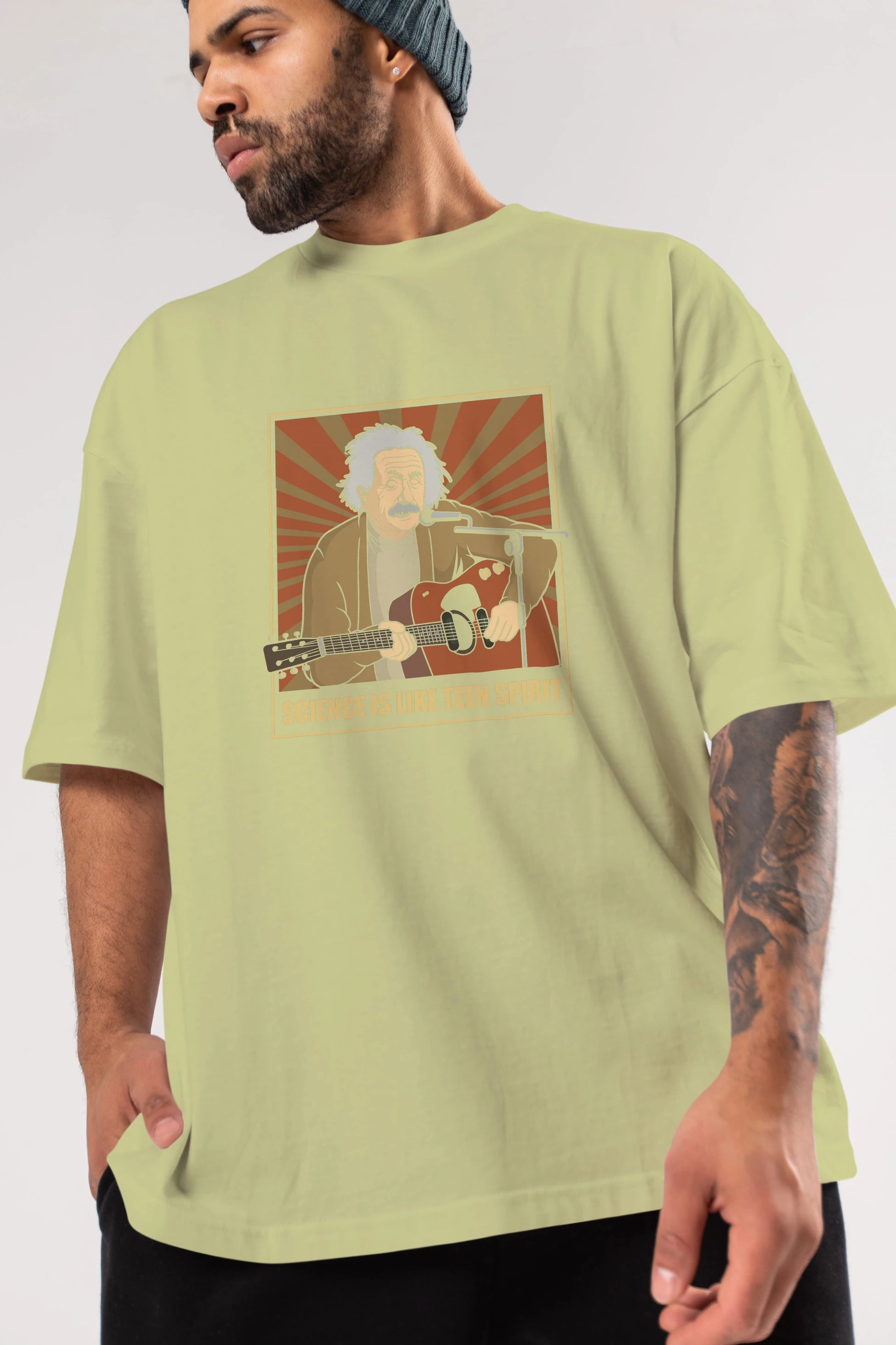 Kurt Einstein Ön Baskılı Oversize t-shirt Erkek Kadın Unisex %100 Pamuk tişort