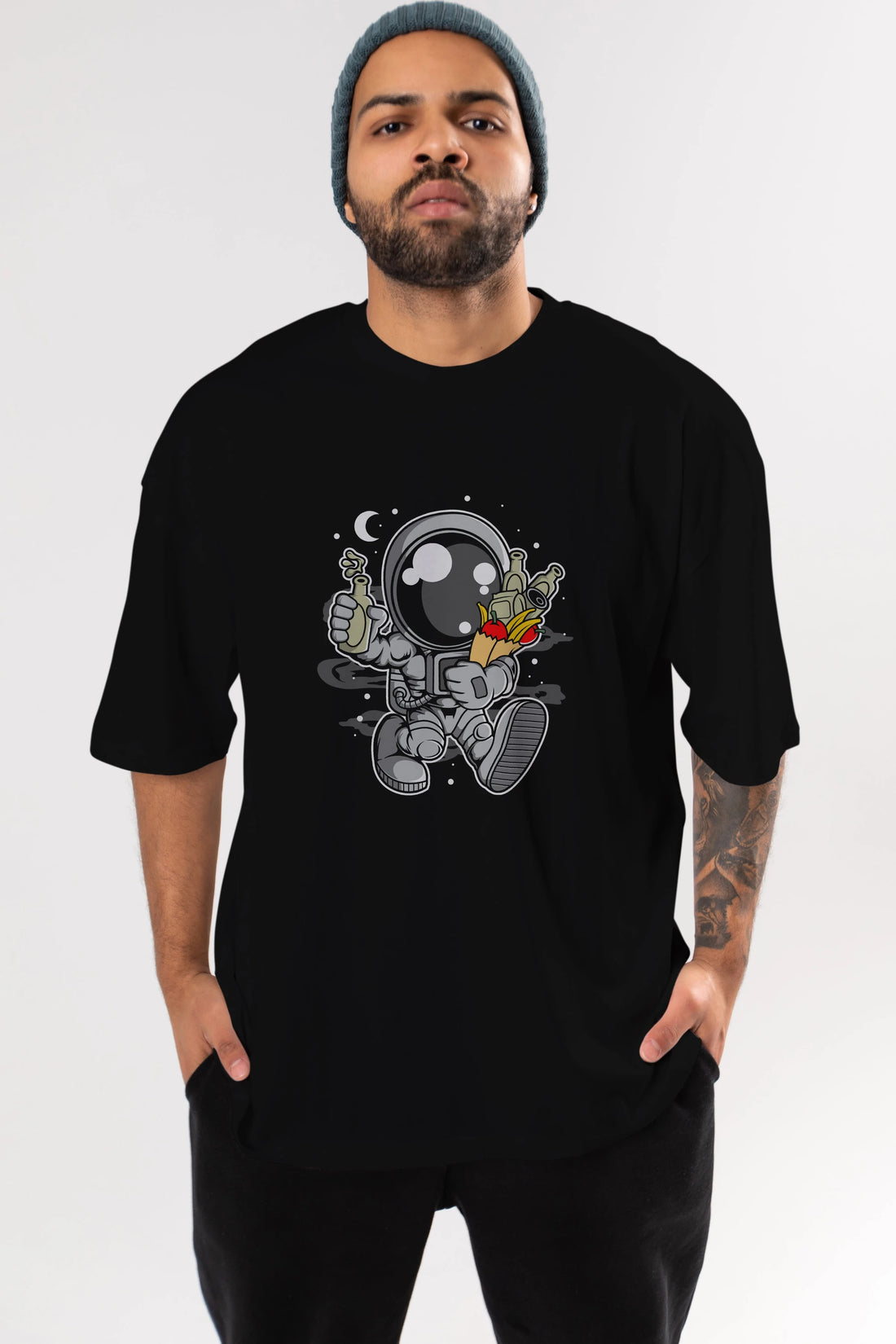 Astronaut Grochery Ön Baskılı Oversize t-shirt Erkek Kadın Unisex