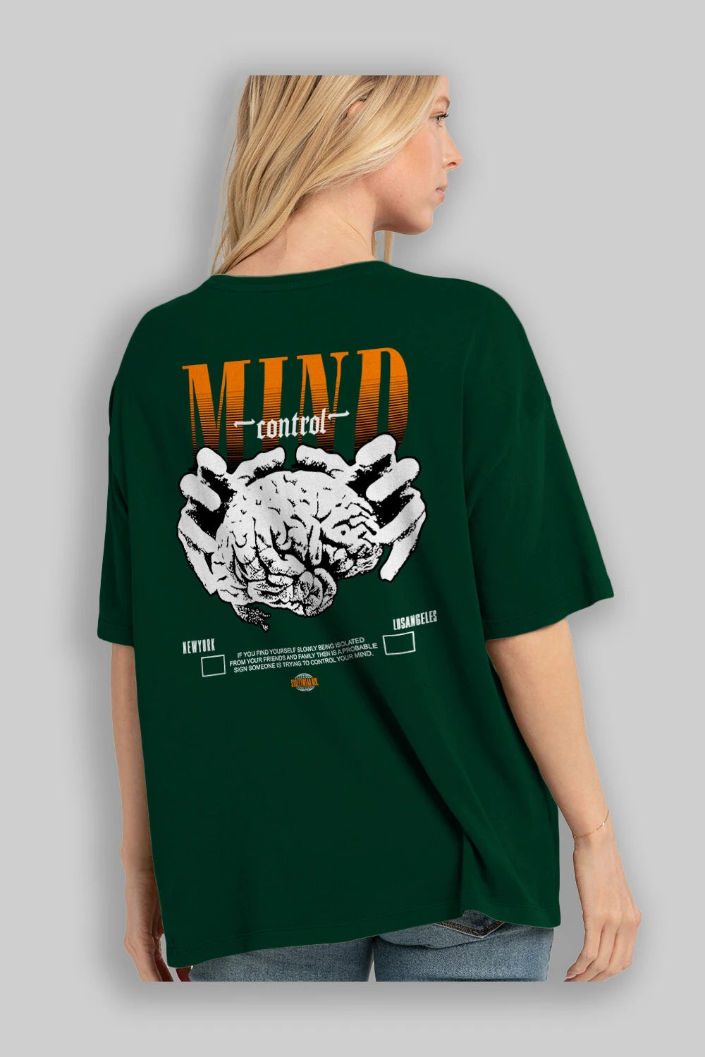 Mind Control Arka Baskılı Oversize t-shirt Erkek Kadın Unisex