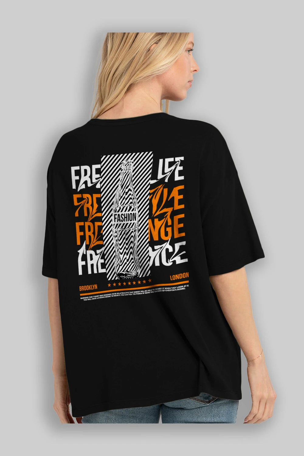 Freedom Life Arka Baskılı Oversize t-shirt Erkek Kadın Unisex