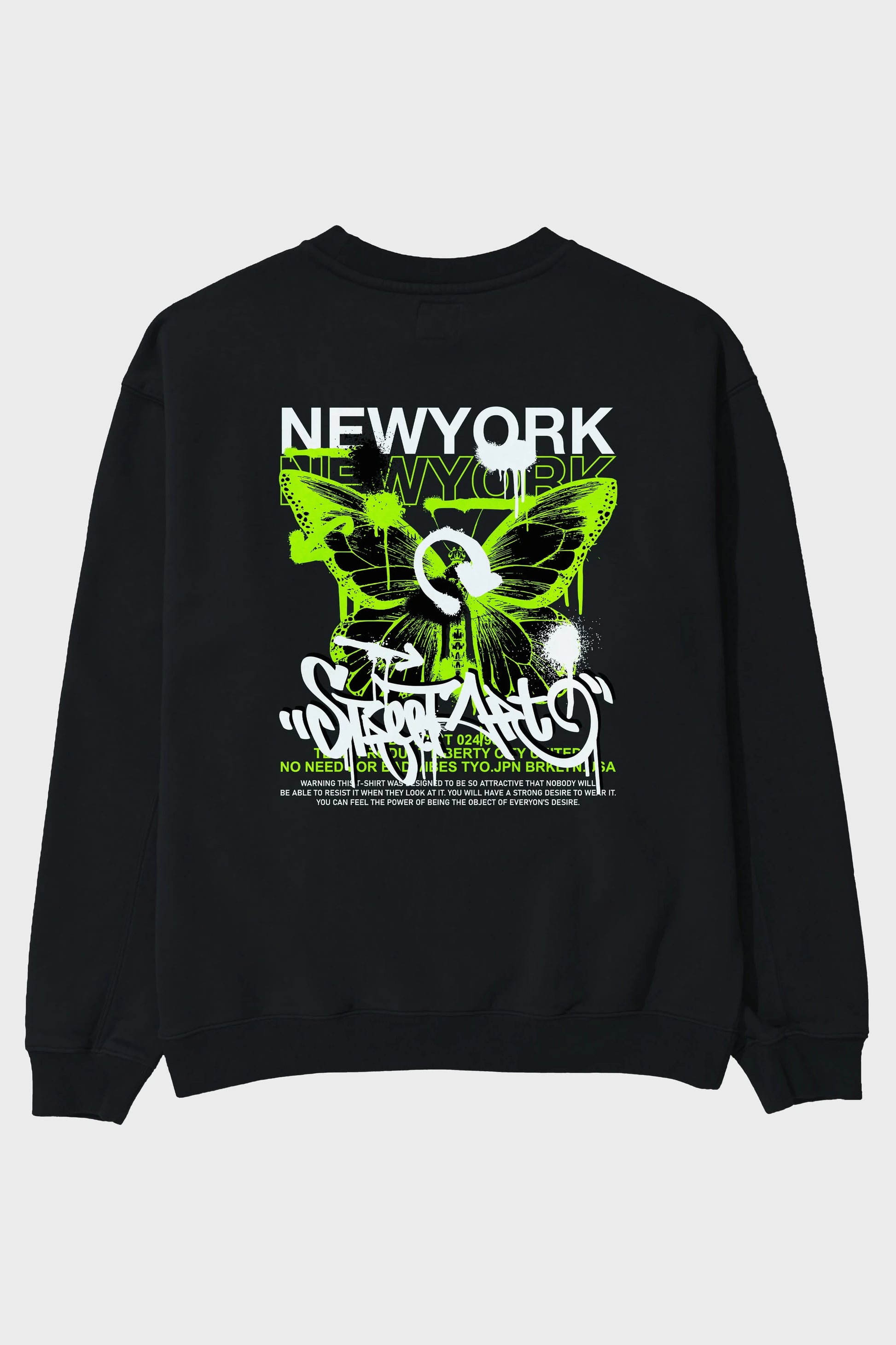 New York Street Style Arka Baskılı Oversize Sweatshirt Erkek Kadın Unisex