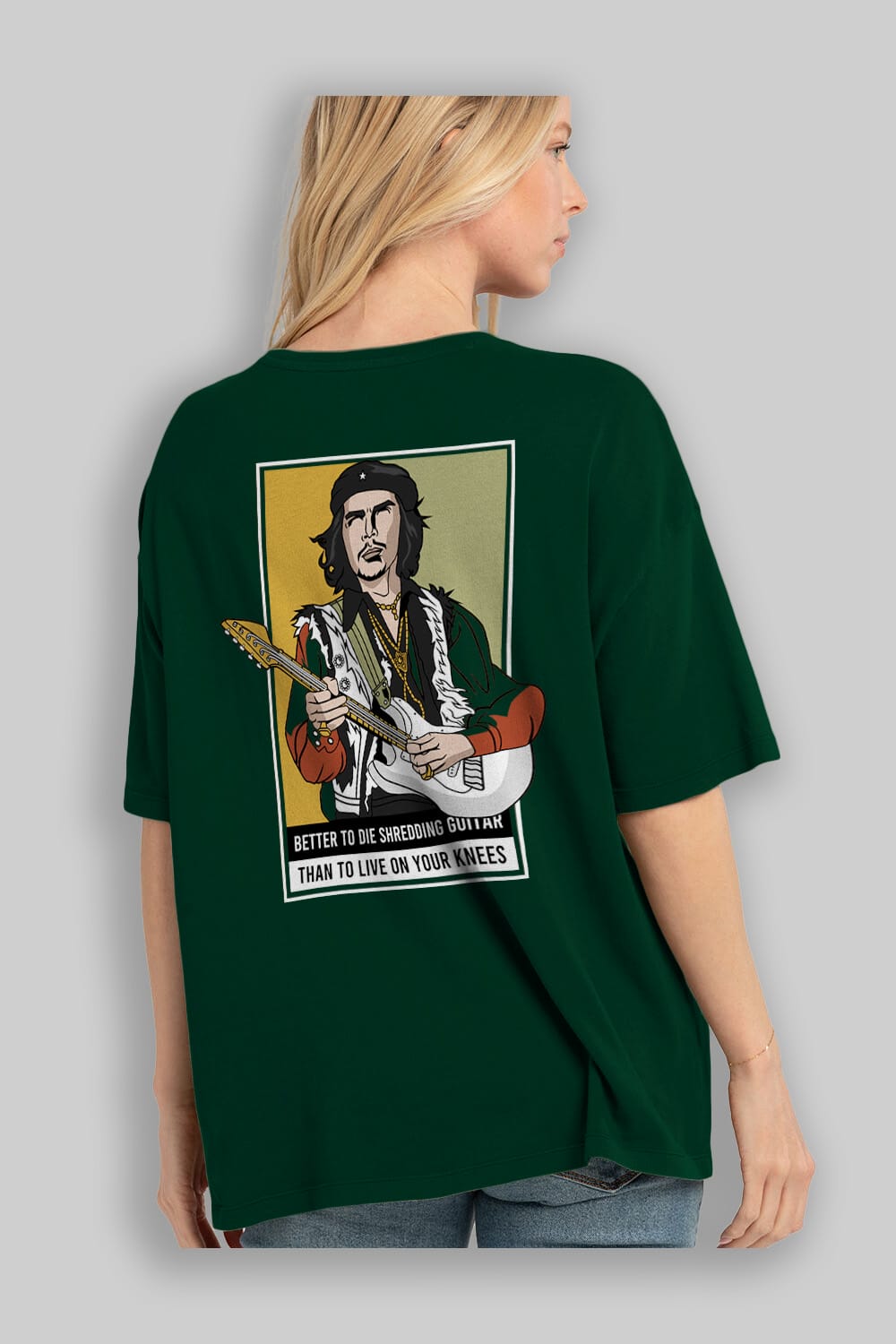 Che Guevara Hendrix Arka Baskılı Oversize t-shirt Erkek Kadın Unisex %100 Pamuk tişort