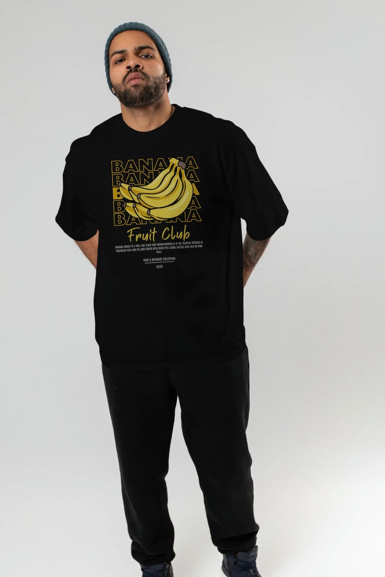 Banana Ön Baskılı Oversize t-shirt Erkek Kadın Pamuk Bisiklet Yaka tişort
