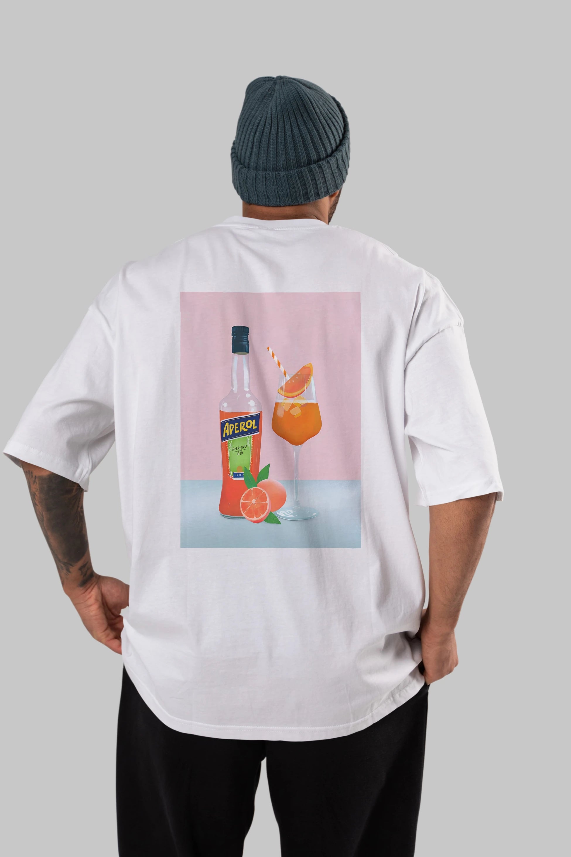 Aperol Spritz 3 Arka Baskılı Oversize t-shirt Erkek Kadın Unisex %100 Pamuk Bisiklet Yaka tişort