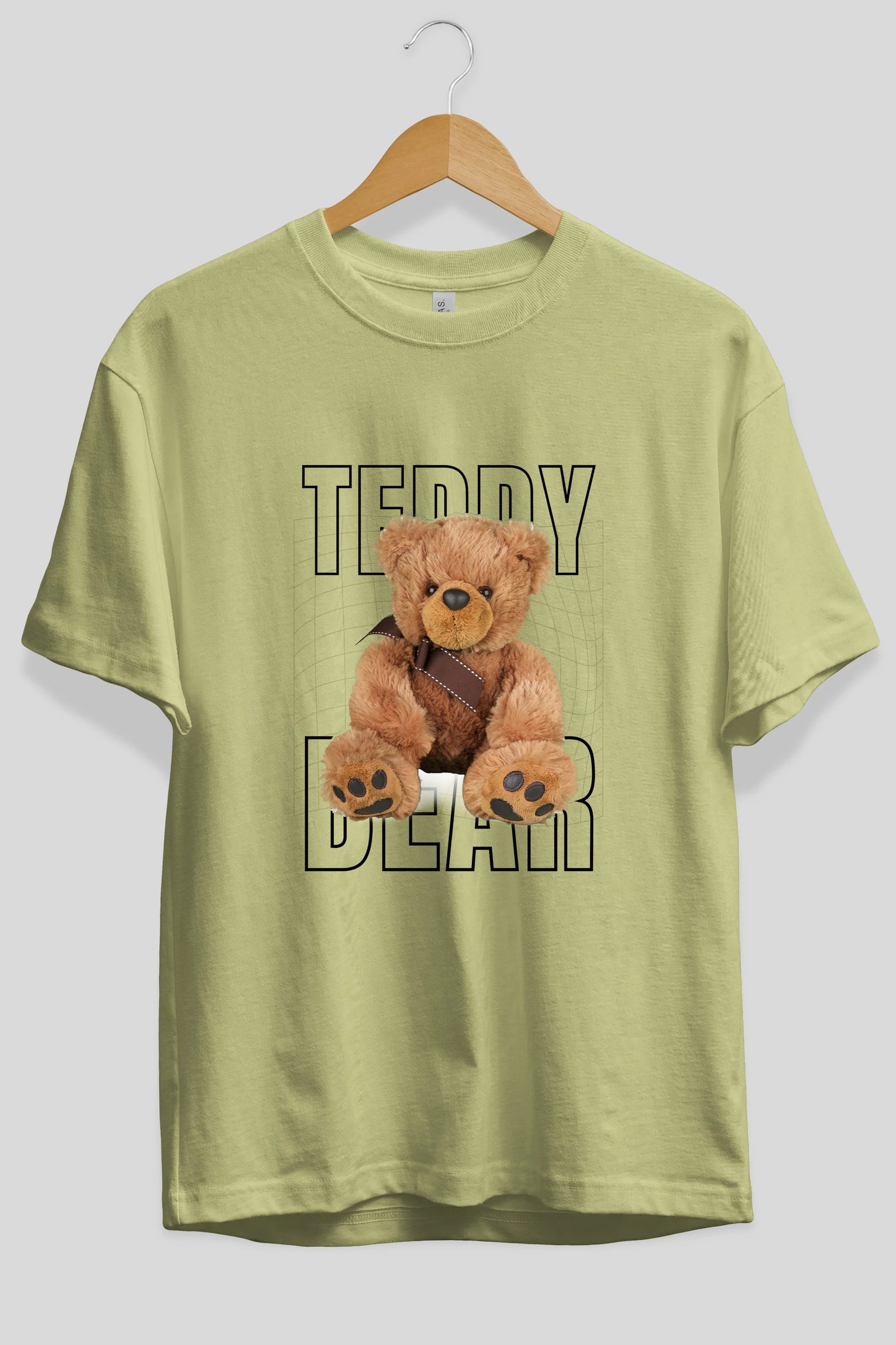 Teddy Bear Yazılı Ön Baskılı Oversize t-shirt Erkek Kadın Unisex %100 Pamuk