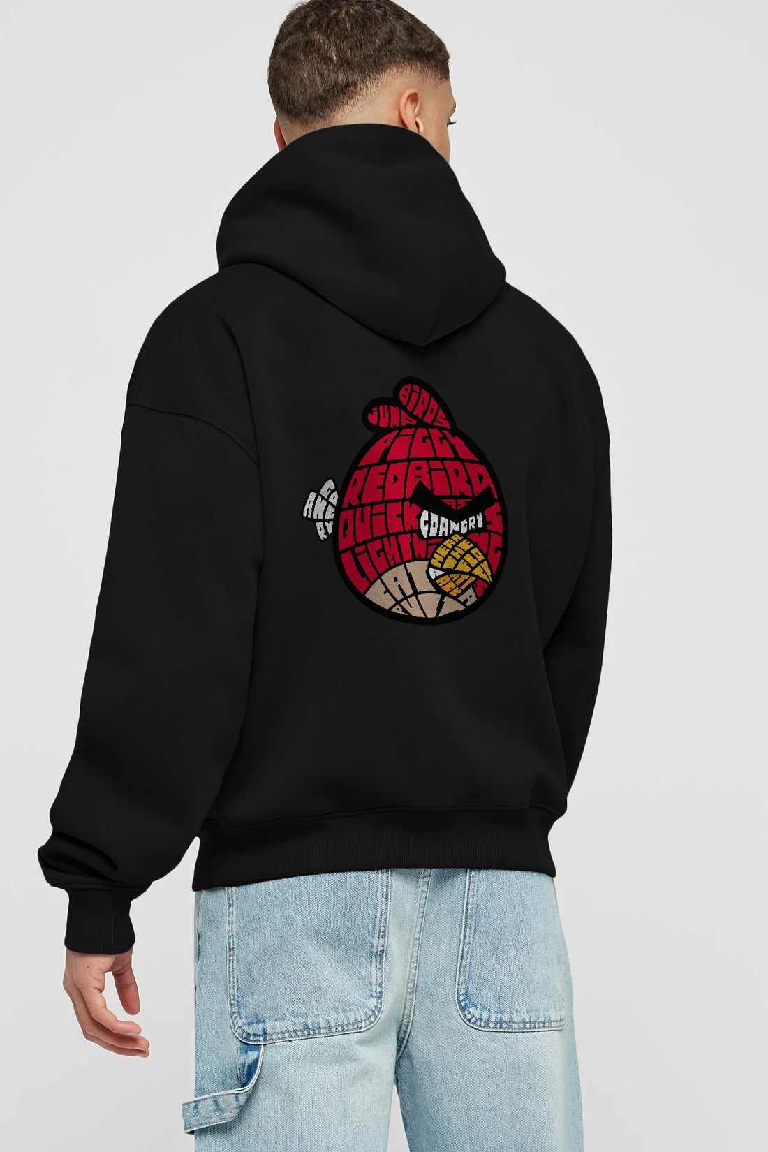 Bird With Anger Arka Baskılı Hoodie Oversize Kapüşonlu Sweatshirt Erkek Kadın Unisex