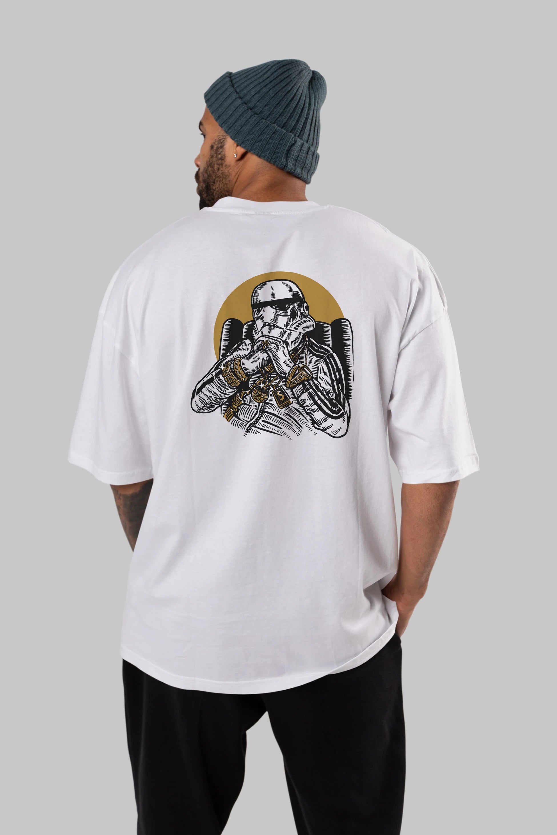 Trooper Dee Jay Arka Baskılı Oversize t-shirt Erkek Kadın Unisex %100 Pamuk