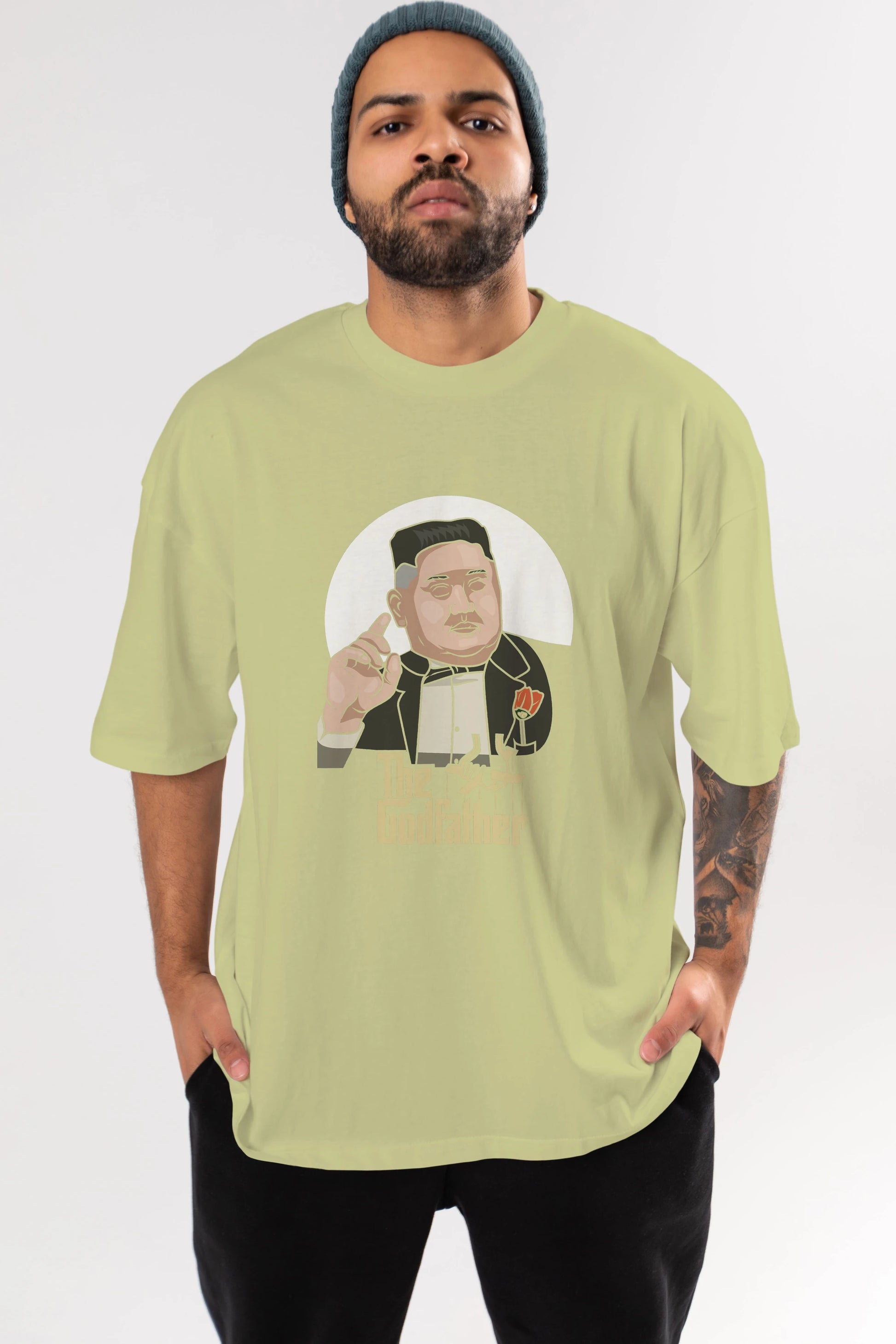 Godfather Jong Un Ön Baskılı Oversize t-shirt Erkek Kadın Unisex %100 Pamuk tişort