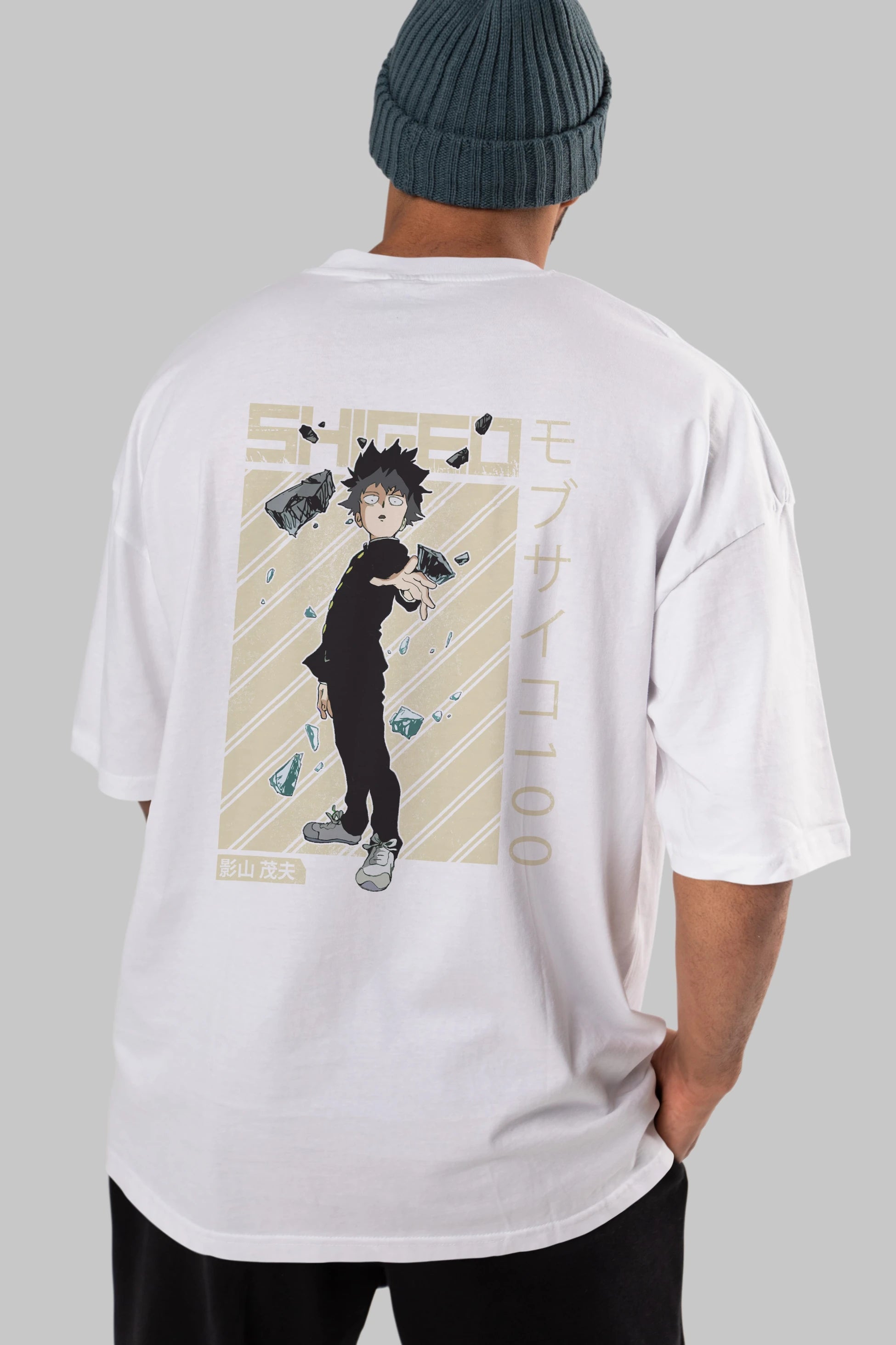 Shigeo Kageyama 3 Anime Arka Baskılı Oversize t-shirt Erkek Kadın Unisex