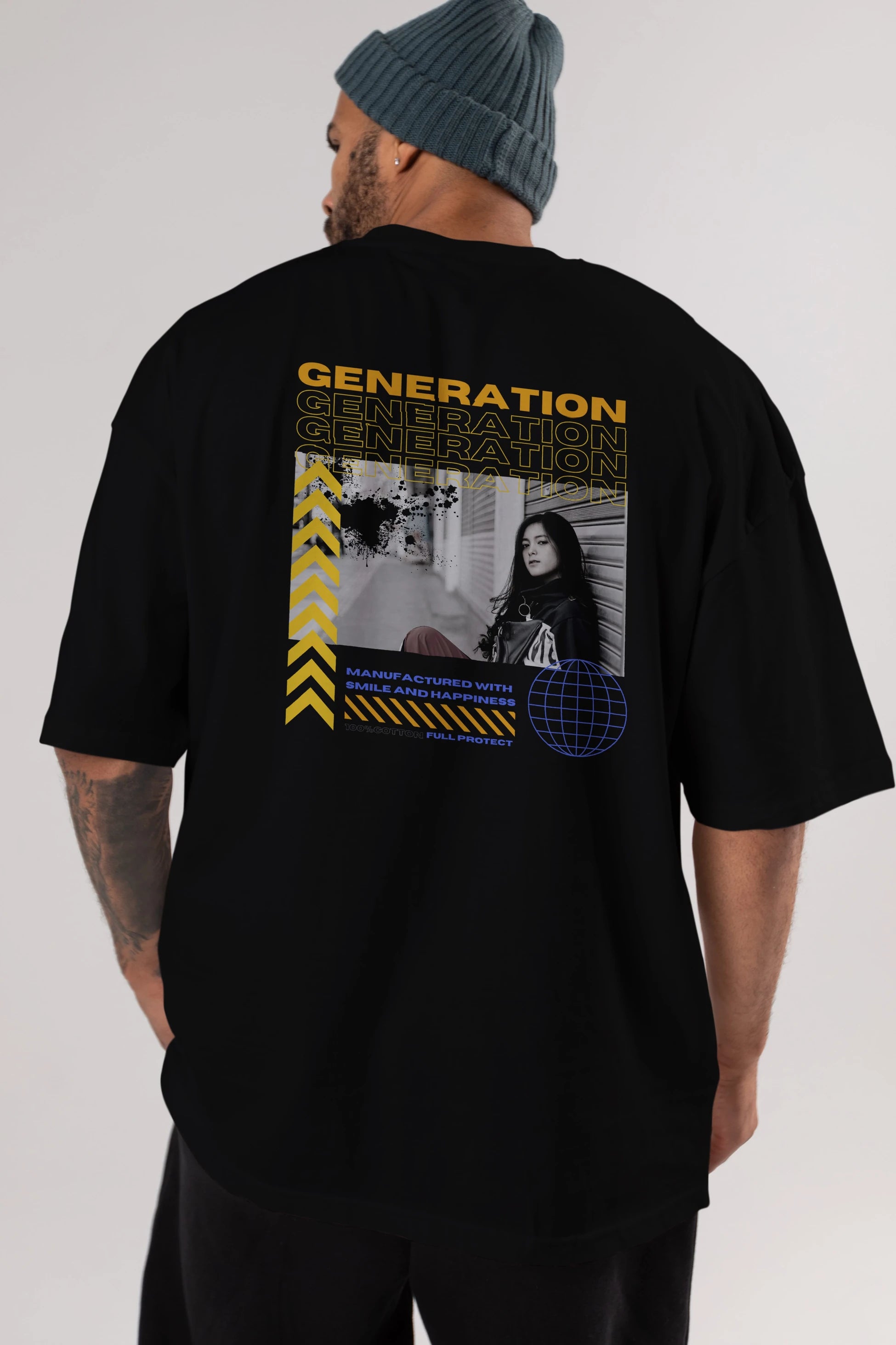 Generation Yazılı Arka Baskılı Oversize t-shirt Erkek Kadın Unisex