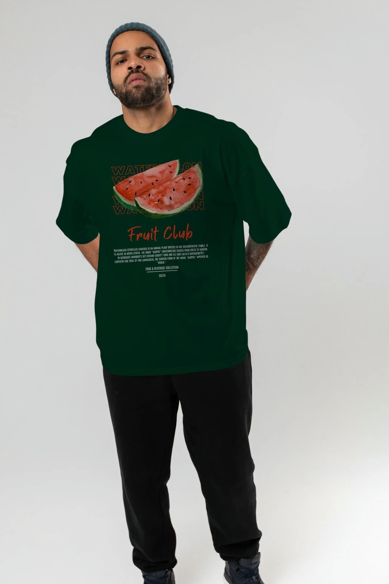 Watermelon Ön Baskılı Oversize t-shirt Erkek Kadın Pamuk Bisiklet Yaka tişort