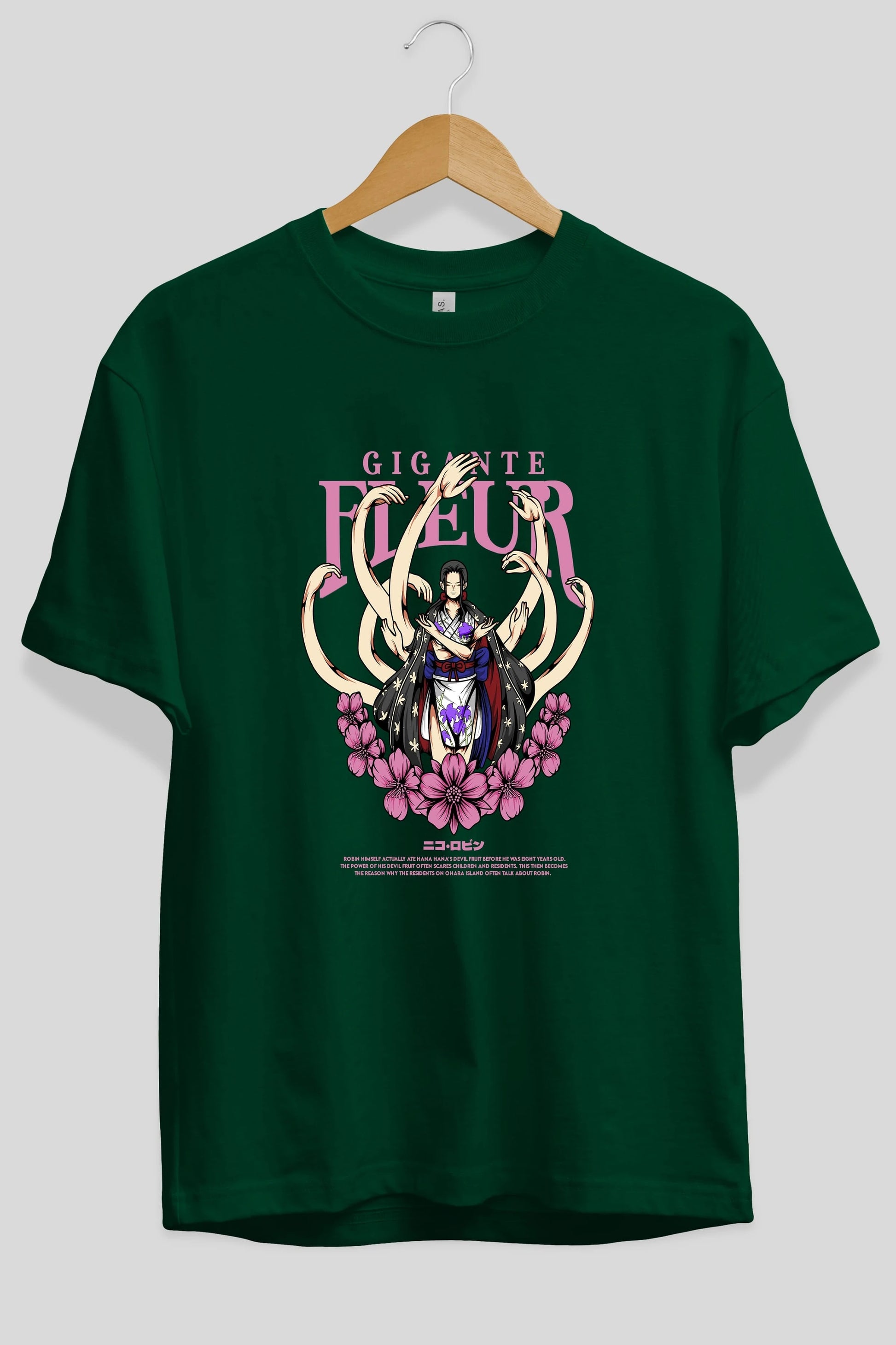 Gigante Fleur Anime Ön Baskılı Oversize t-shirt %100 pamuk Erkek Kadın Unisex