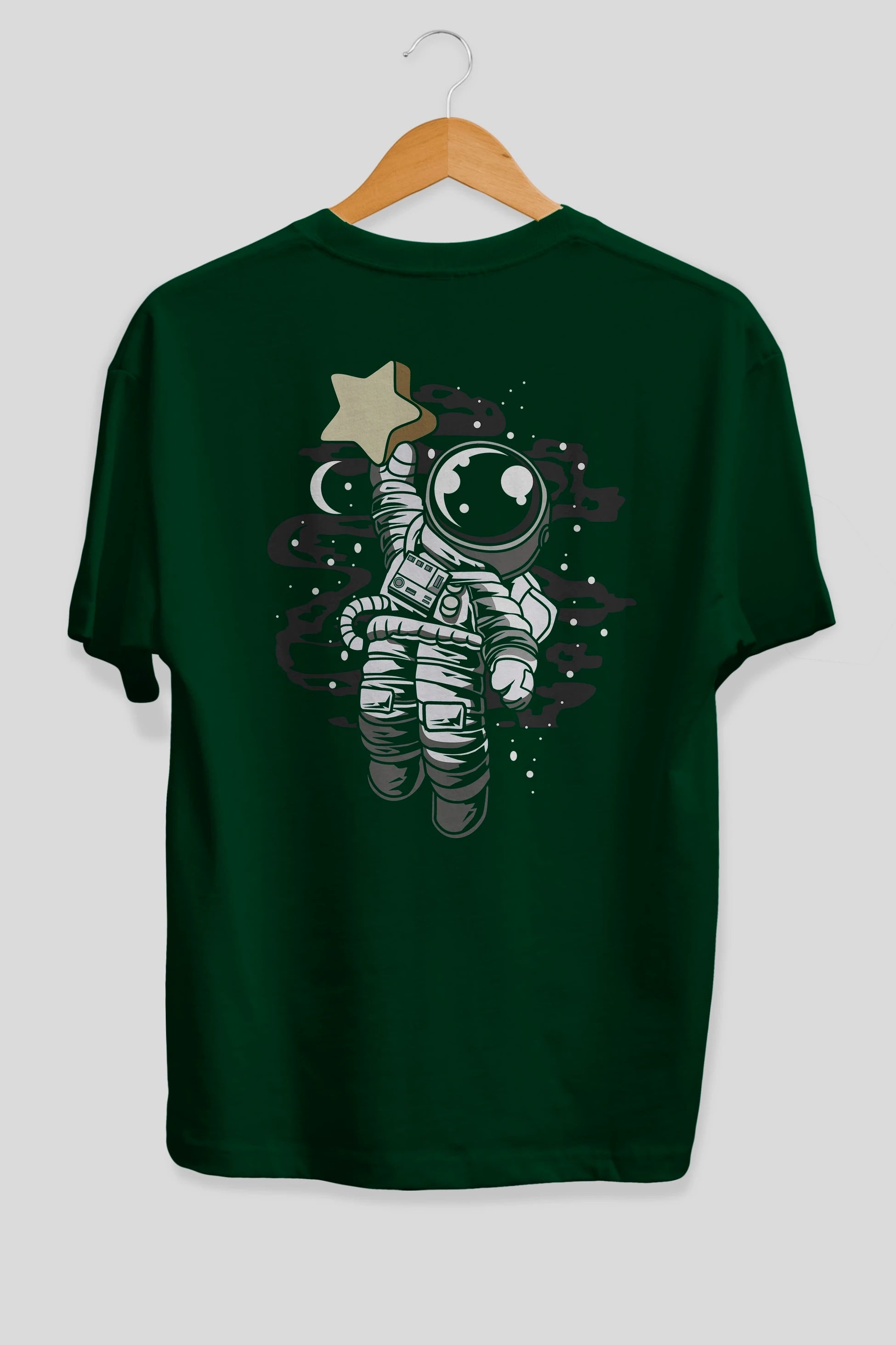 Astronaut Reach The Star Arka Baskılı Oversize t-shirt Erkek Kadın Unisex