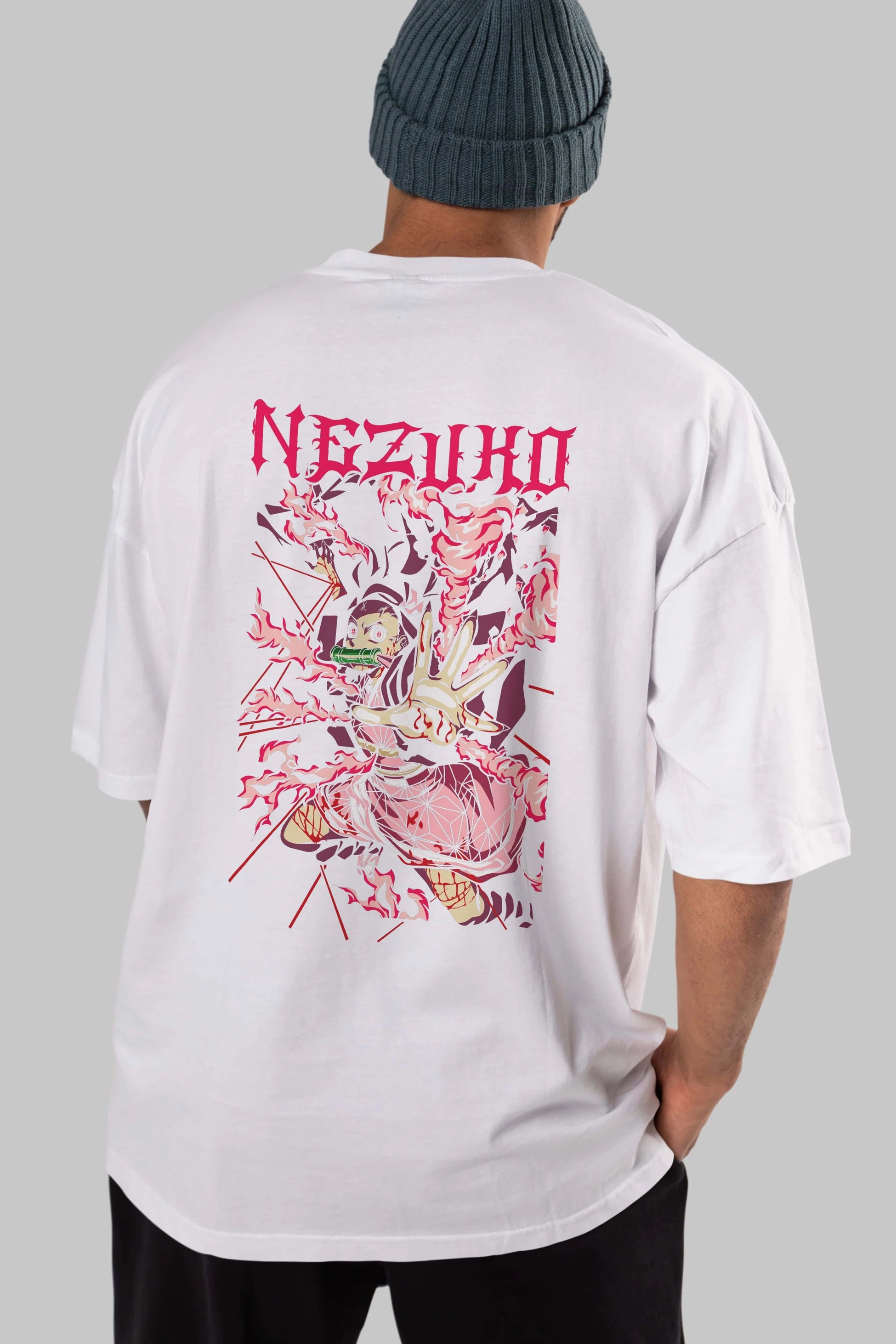 NEZUKO KAMADO Anime Arka Baskılı Oversize t-shirt Erkek Kadın Unisex