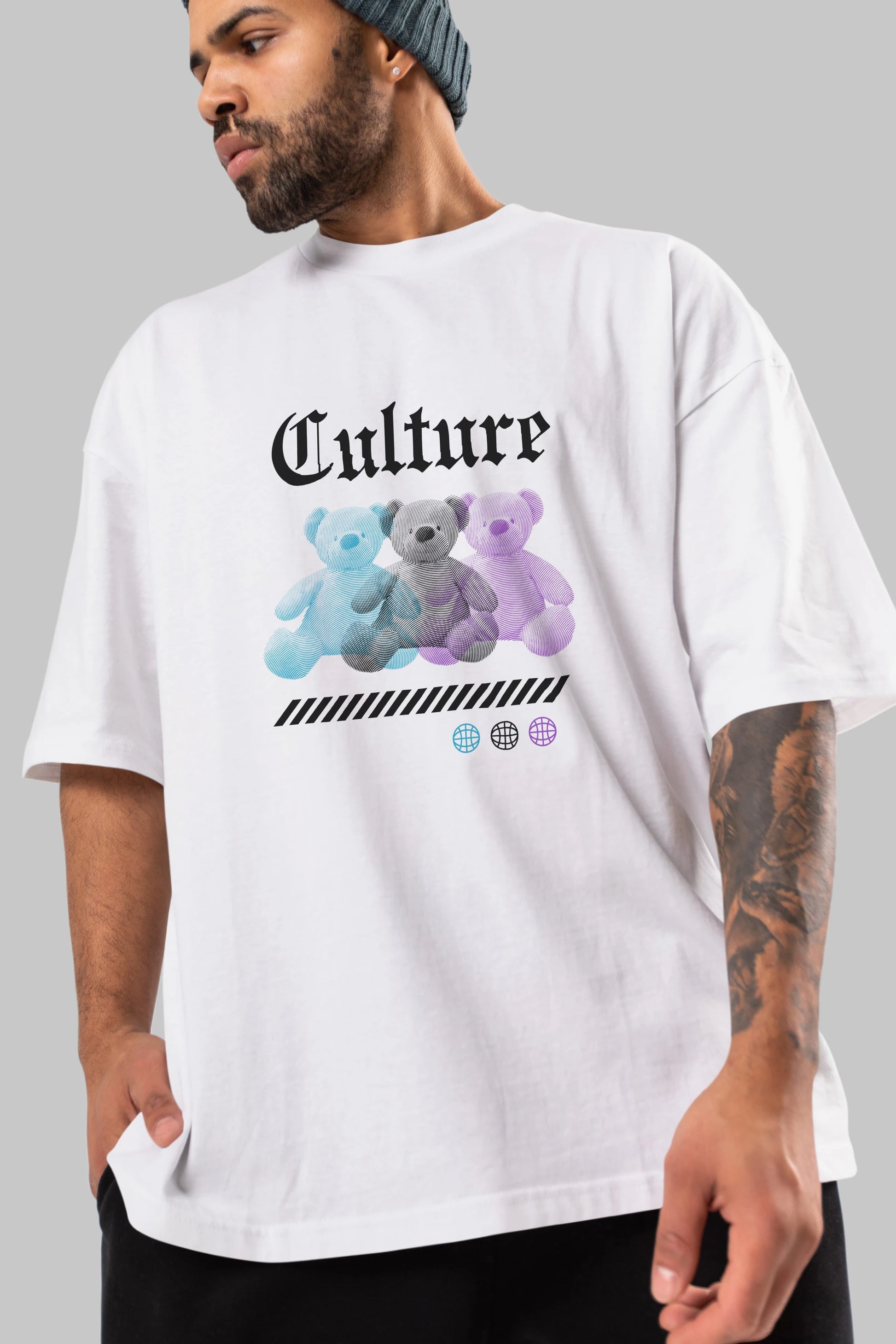 Culture Bear Ön Baskılı Oversize t-shirt Erkek Kadın Unisex