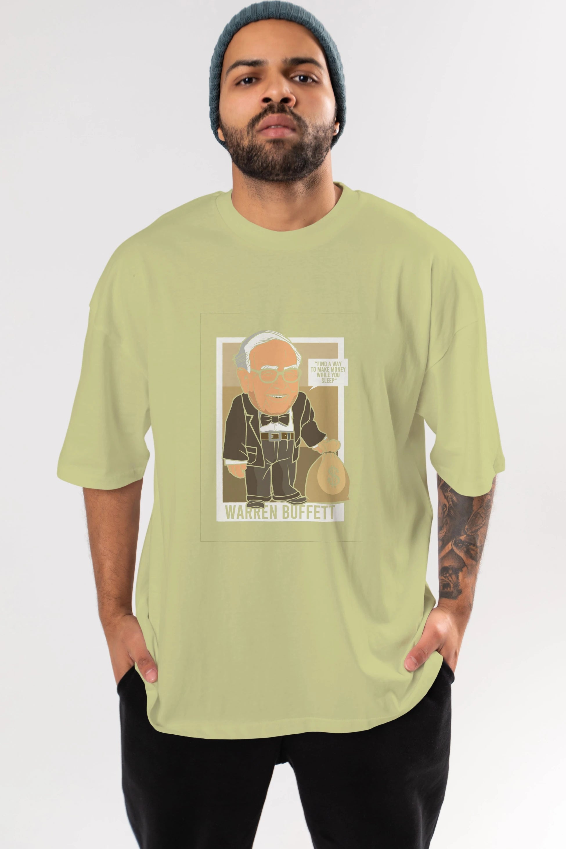 Warren Buffet Up Carl Ön Baskılı Oversize t-shirt Erkek Kadın Unisex %100 Pamuk tişort